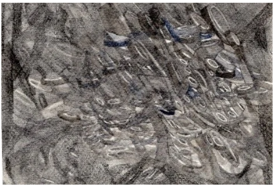 RcTeresa
Where two moons embrace each other, I see tape.  
From the blank of the tape I see the hallucination which nourishes the boundless Spectacle.  
I chase the light and shadow but it's like a mirage. 
Fragile, illusory, and dreamlike. 
I heard 