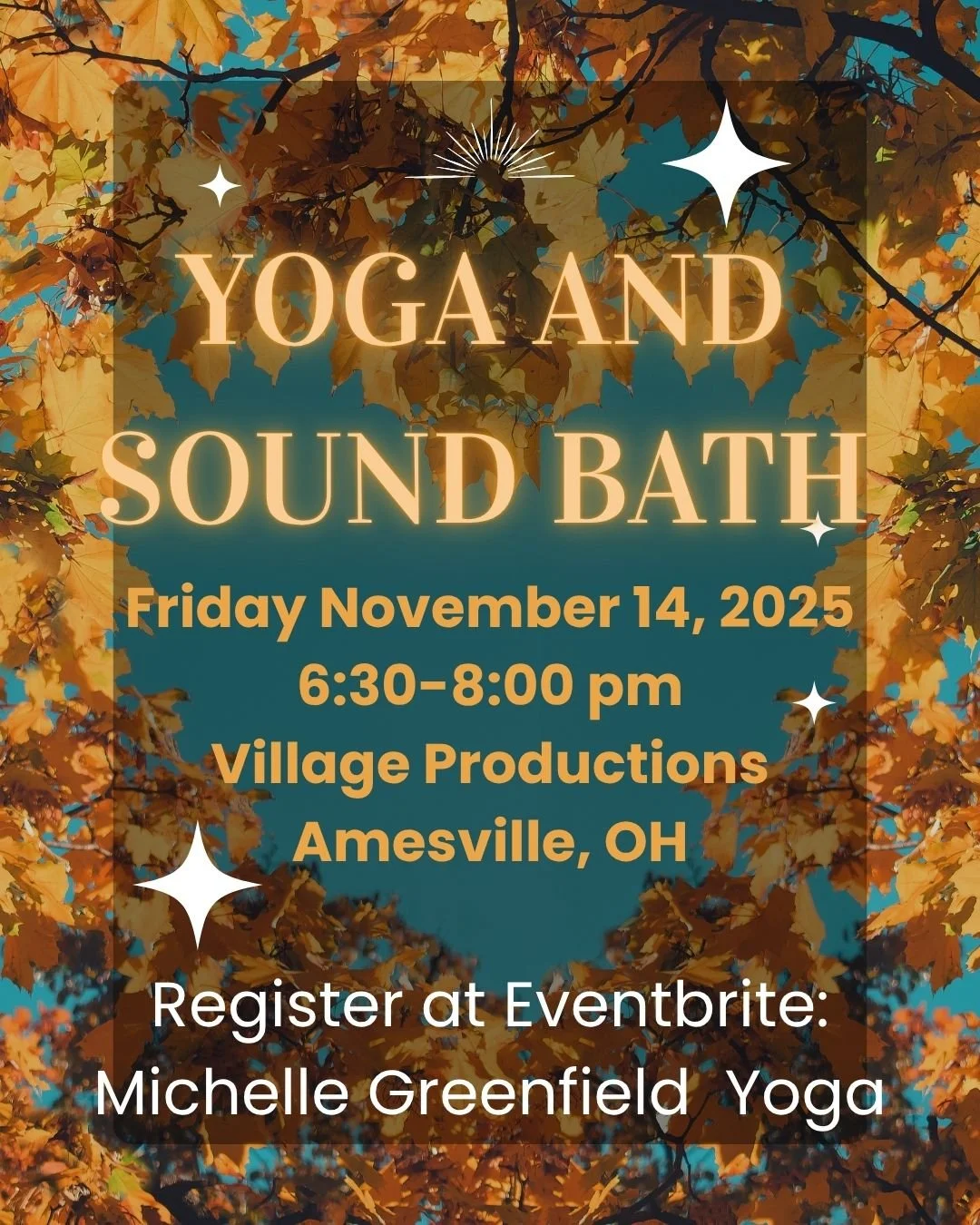 Kojun @sacredwavessoundhealing and I invite you to an evening of ultimate relaxation. Prepare for the upcoming busy holiday season by resetting yourself into a state of EASE.

On Friday November 14 at Village Productions in Amesville, I will guide ou