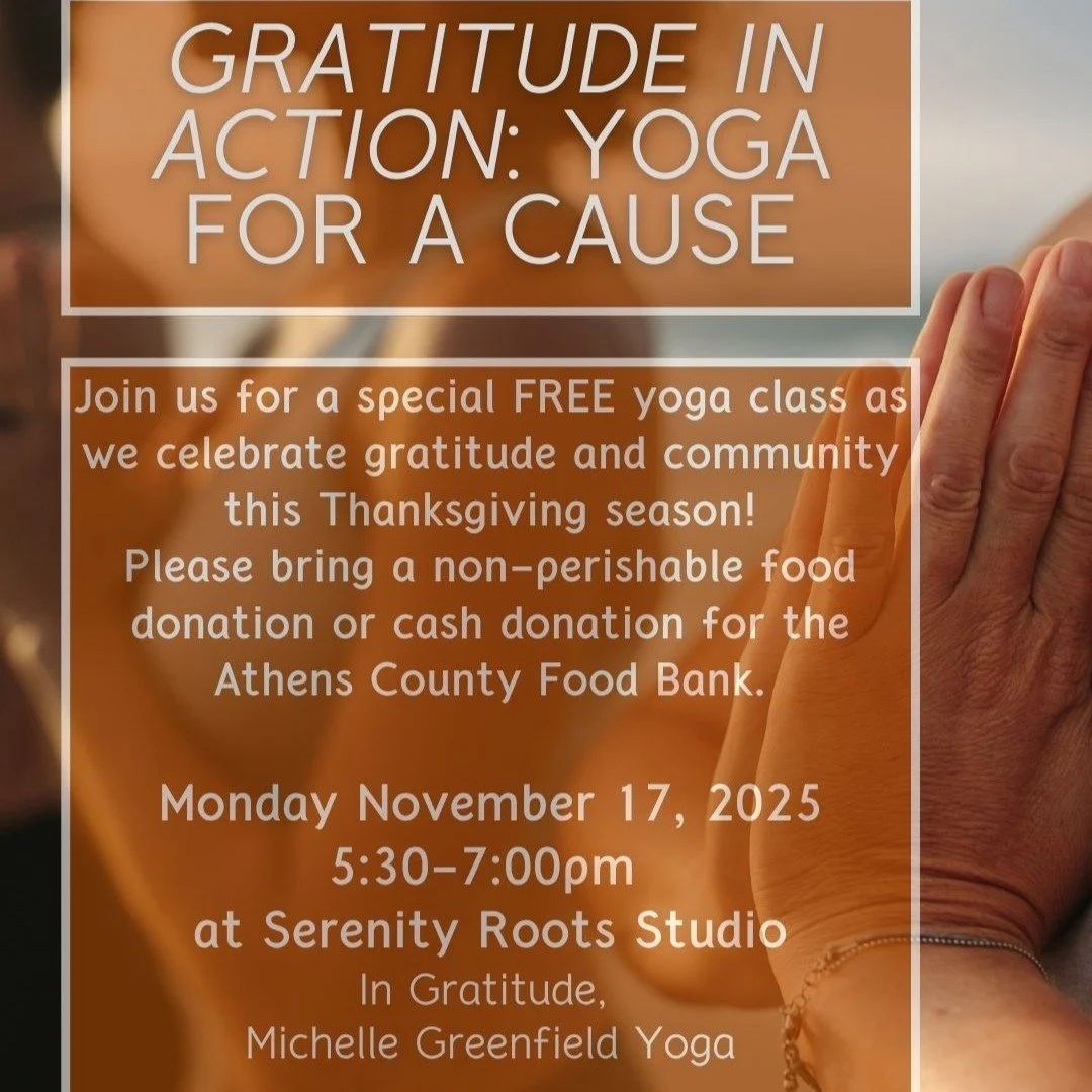 Gratitude in Action: Yoga for a Cause
❤️
Join us for a special FREE yoga class on November 17th as we celebrate gratitude and community this Thanksgiving season!
This class is my gift to you&mdash;a heartfelt thank you for being part of our yoga fami