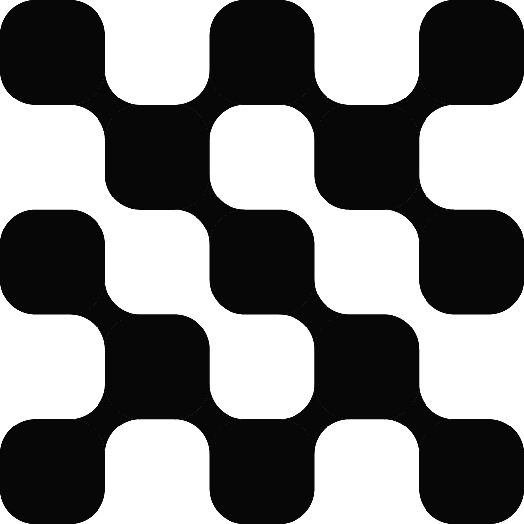 Abstract black rounded-square pattern forming an interconnected grid