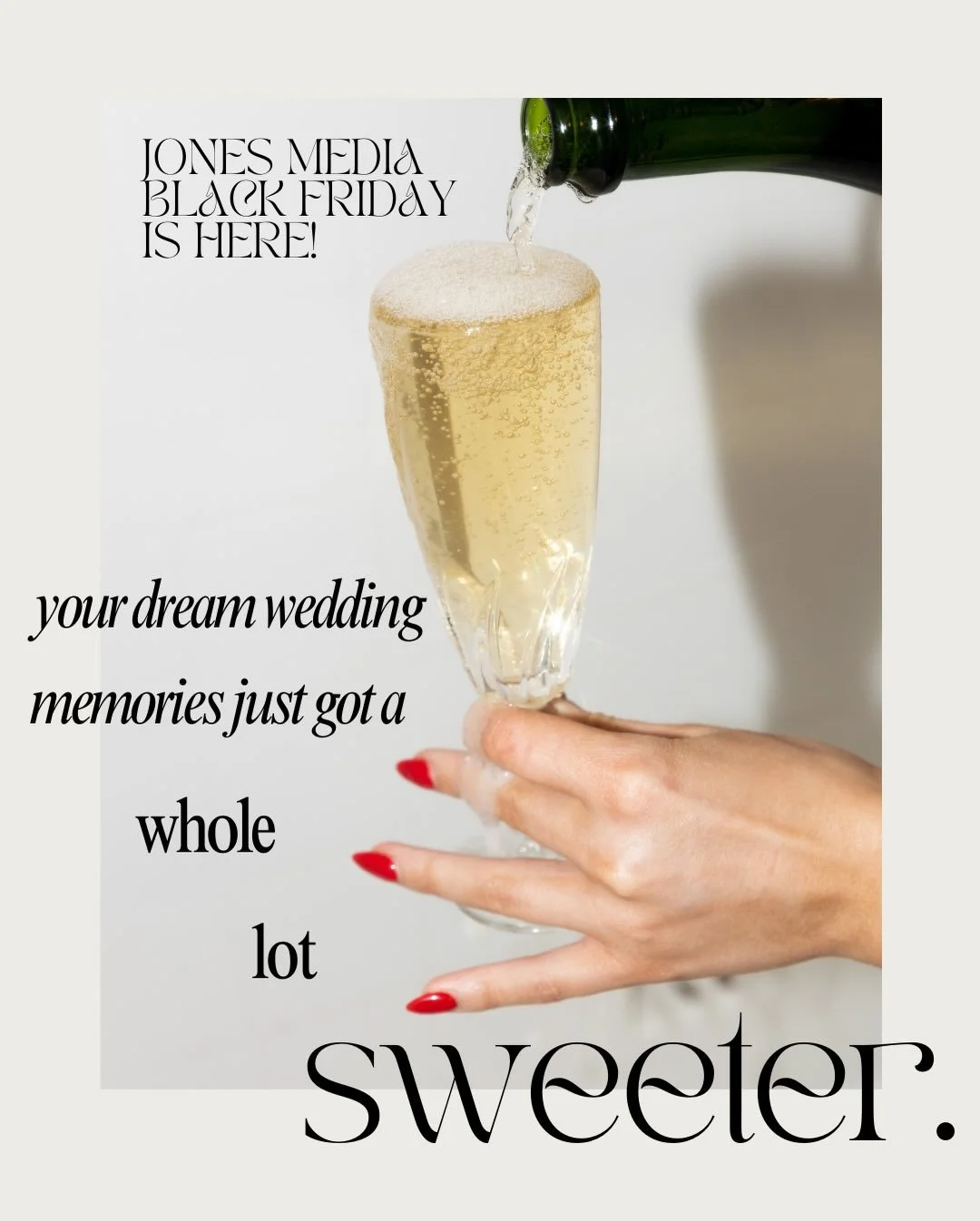 It's Black Friday and our savings are burning a hole! Book your wedding date and snag these fantastic deals before they're gone. Message us or fill out the inquiry form on our site. 🥂📧