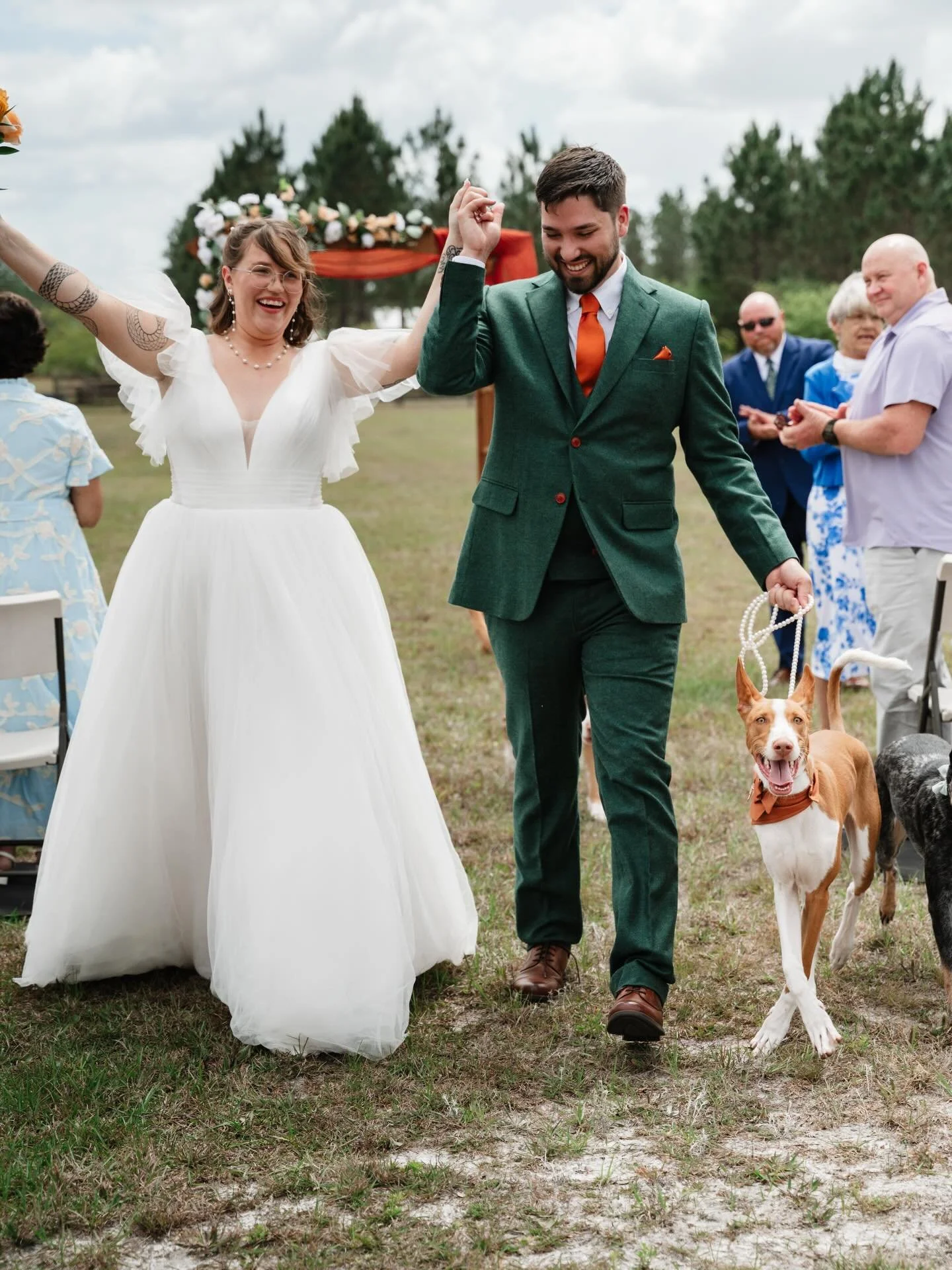 Warning: dogs may steal the show (and your heart). Riley &amp; Brandan&rsquo;s babies were the real stars. 🐕 Keep swiping to see the cutest family picture!