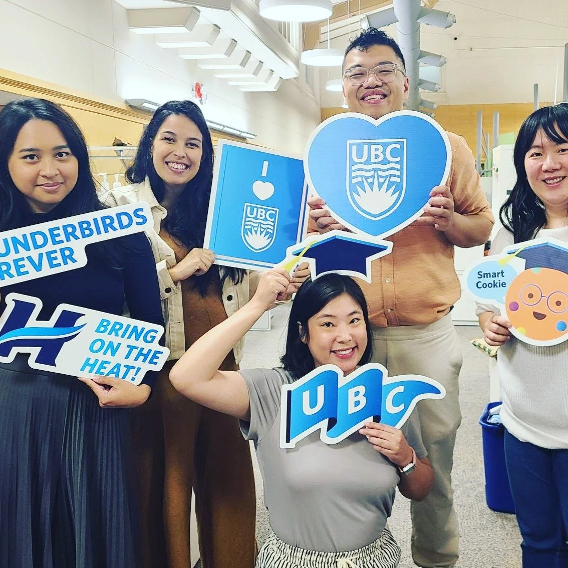 Last year I got to create these fun cut outs for photo props at UBC Grad. I make a lot of digital things and documents, (which i do love!) but something hits different about making a real world thing people can interact with and get playful with! 
T