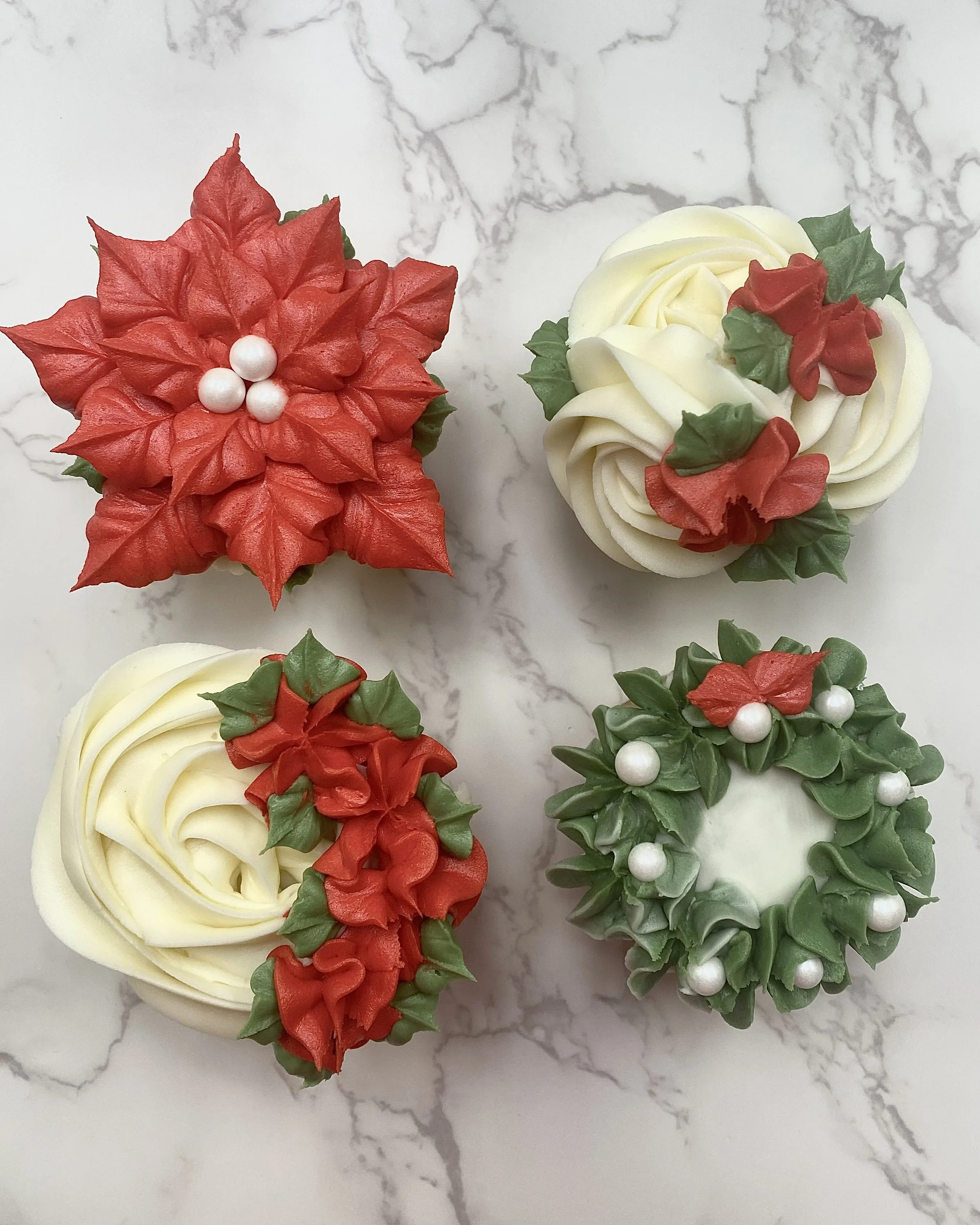 Holiday Themed Floral Cupcake Decorating