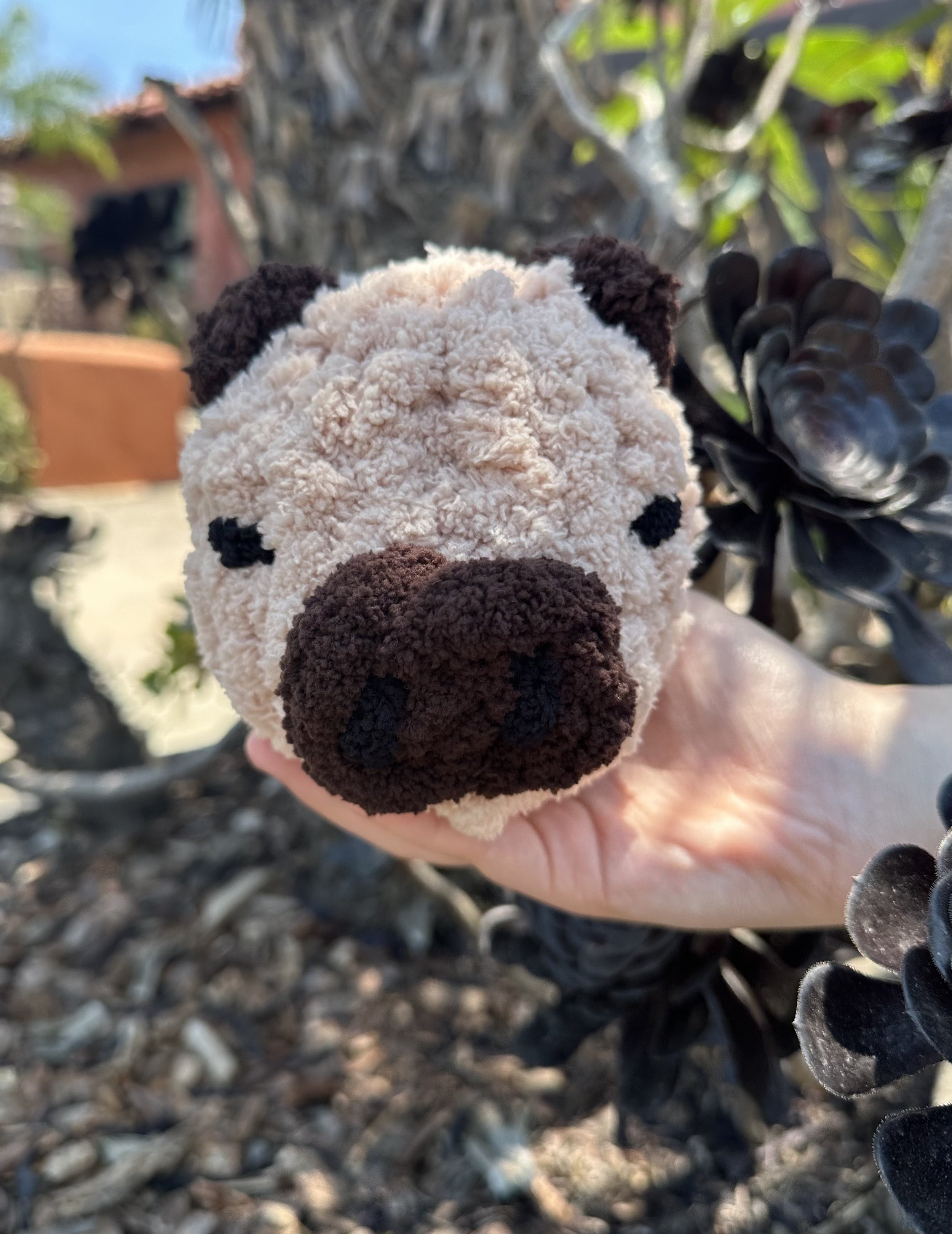 Finger Knit a Capybara Head Stuffed Animal