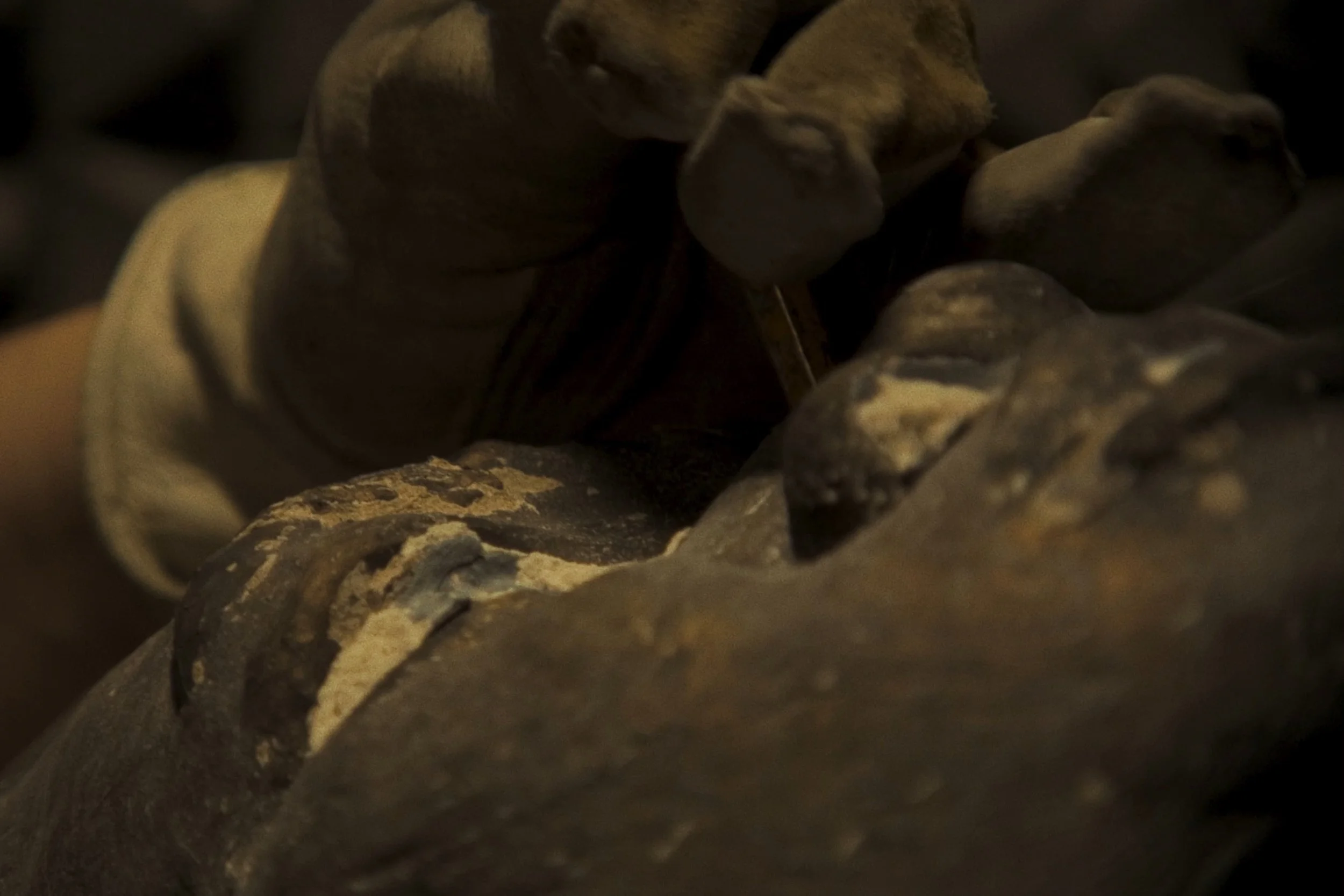 Image still from the short documentary film My Hands Purpose by Detroit based director John Sippel. Sculptor Austen Brantley bronzing sculpture process of making a tribute to Joe Louis breaking the color barrier in the PGA. Inside Michigan Art Castin