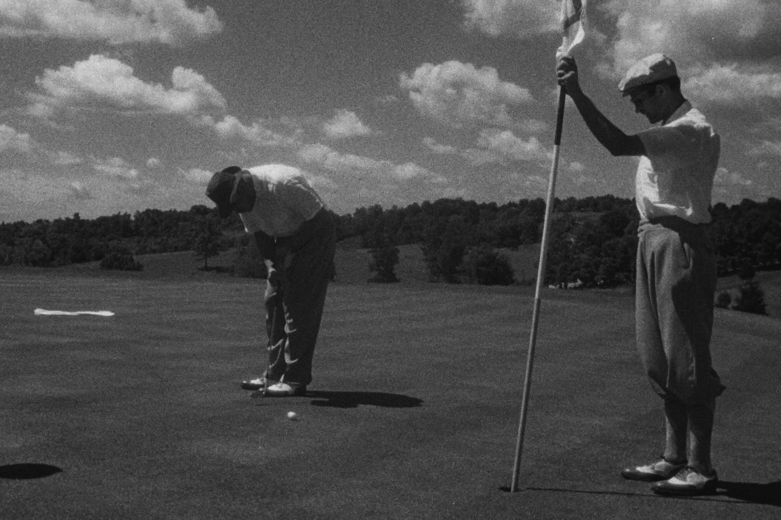 Image still from the short documentary film My Hands Purpose by Detroit based director John Sippel. Archival photo of Joe Louis Barrow who broke the color barrier in the PGA golf event. 