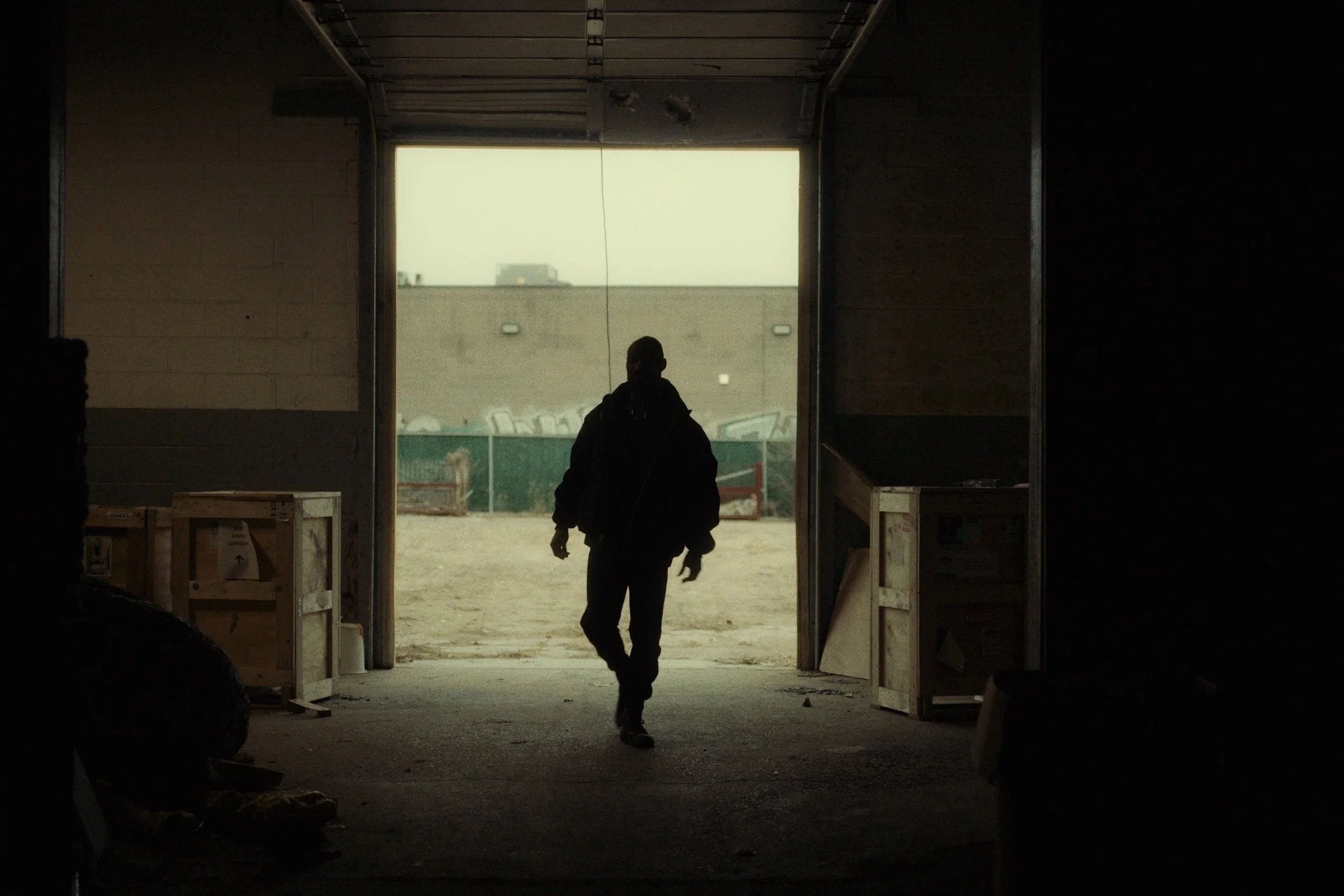 Image still from the short documentary film My Hands Purpose by Detroit based director John Sippel. Sculptor Austen Brantley walks into his studio.