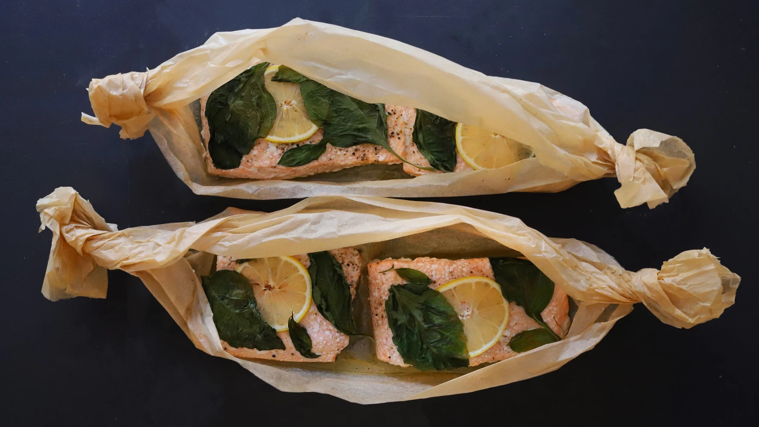 SALMON EN PAPILLOTE WITH LEMON & BASIL