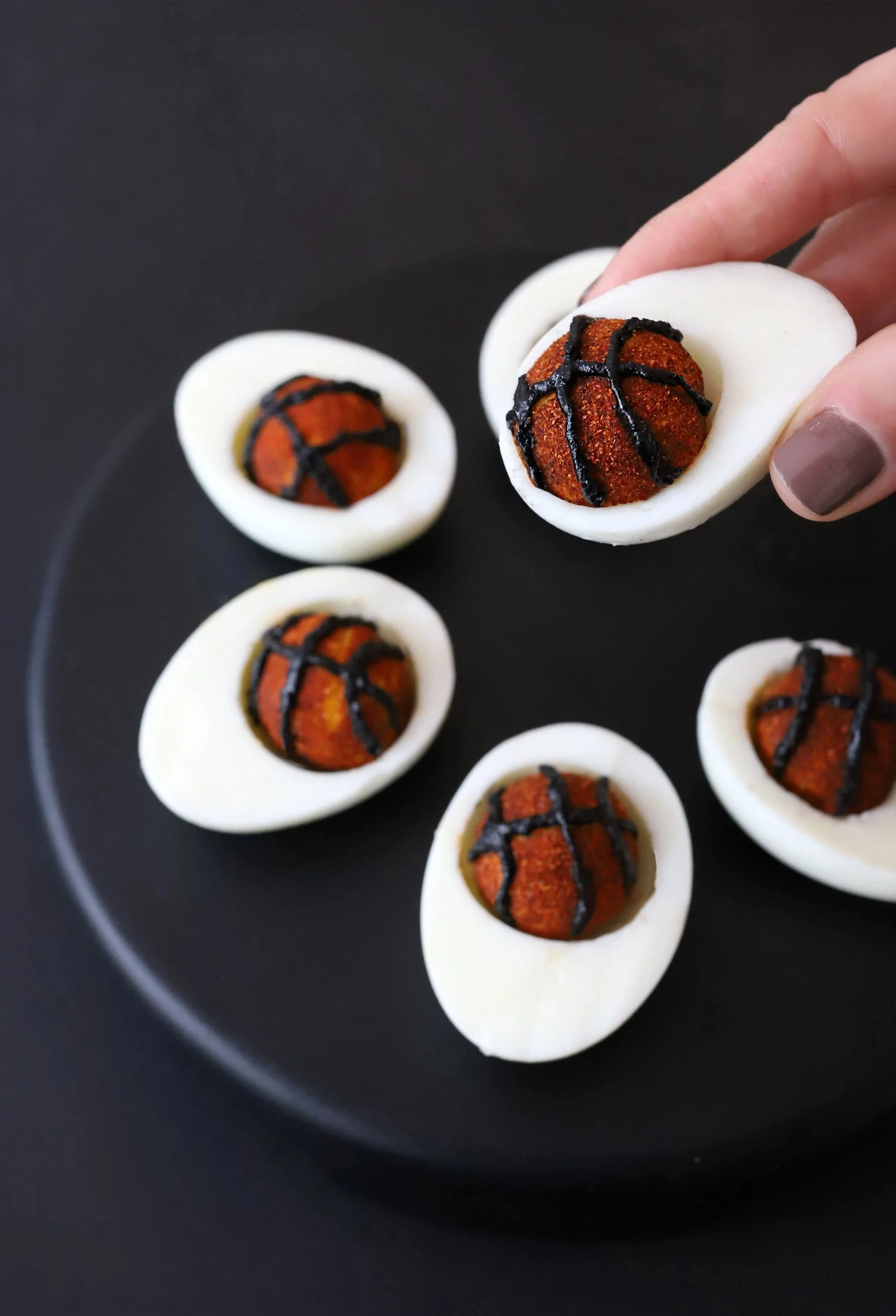Basketball Shaped Deviled Eggs