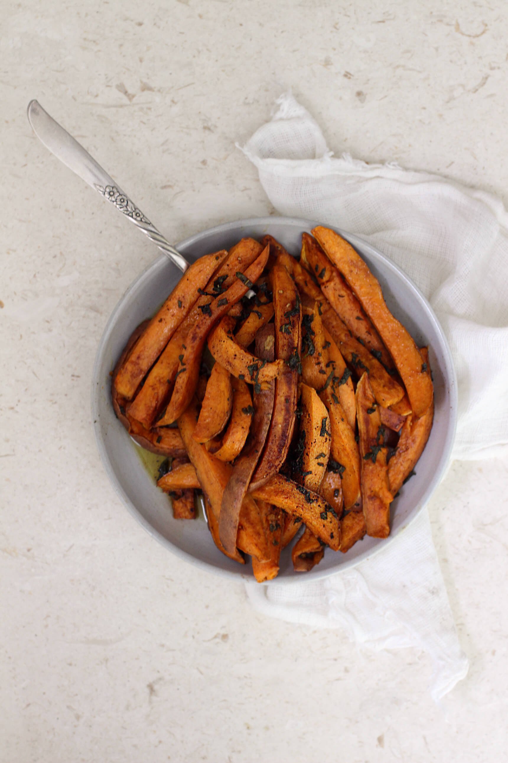 HAND-CUT BAKED SWEET POTATO AND BROWN BUTTER SAGE FRIES