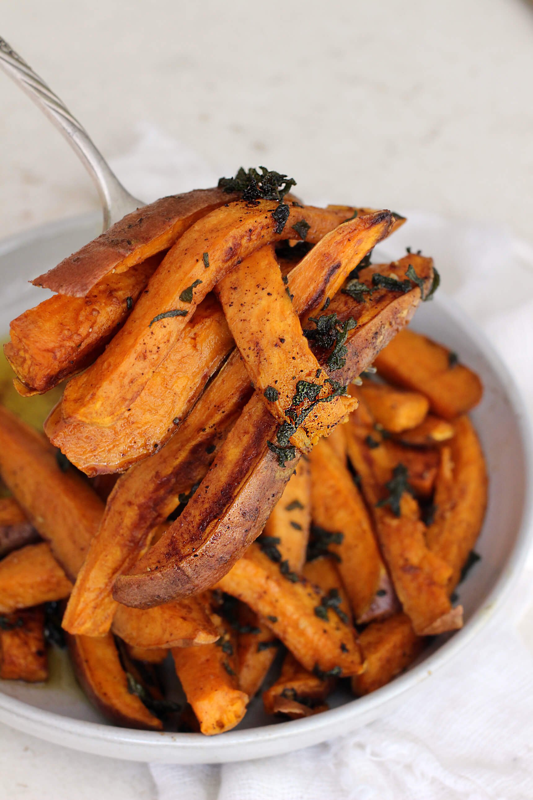 HAND-CUT BAKED SWEET POTATO AND BROWN BUTTER SAGE FRIES