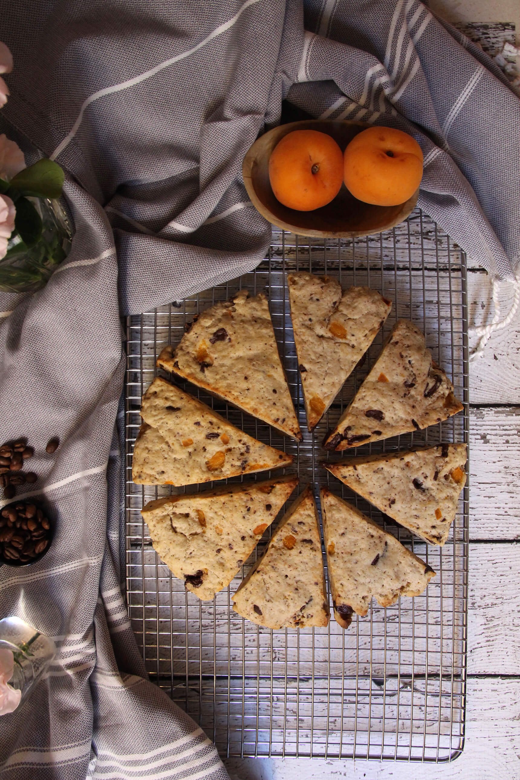 APRICOT AND CHOCOLATE CHUNK COFFEE SCONES