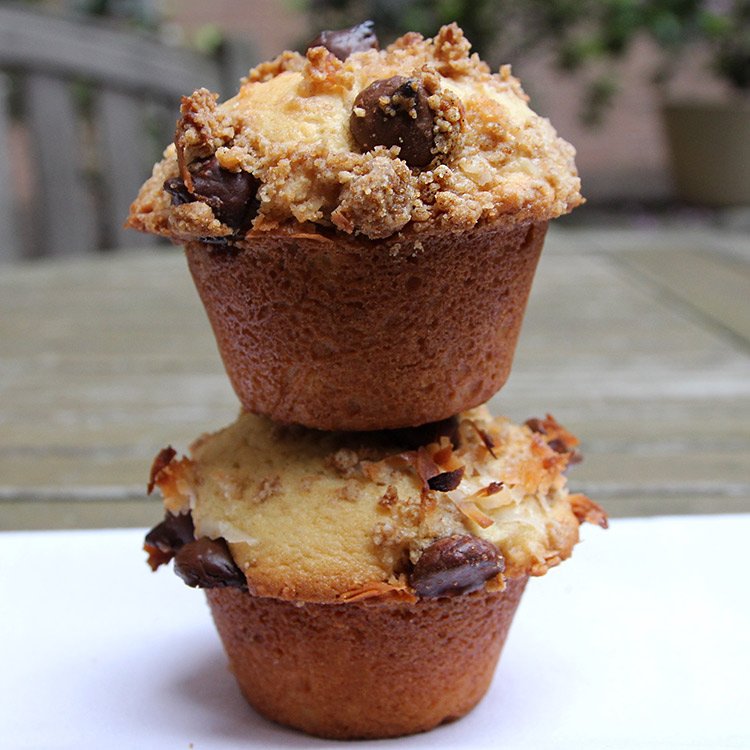 CHOCOLATE CHIP COCONUT COFFEE CAKE MUFFINS