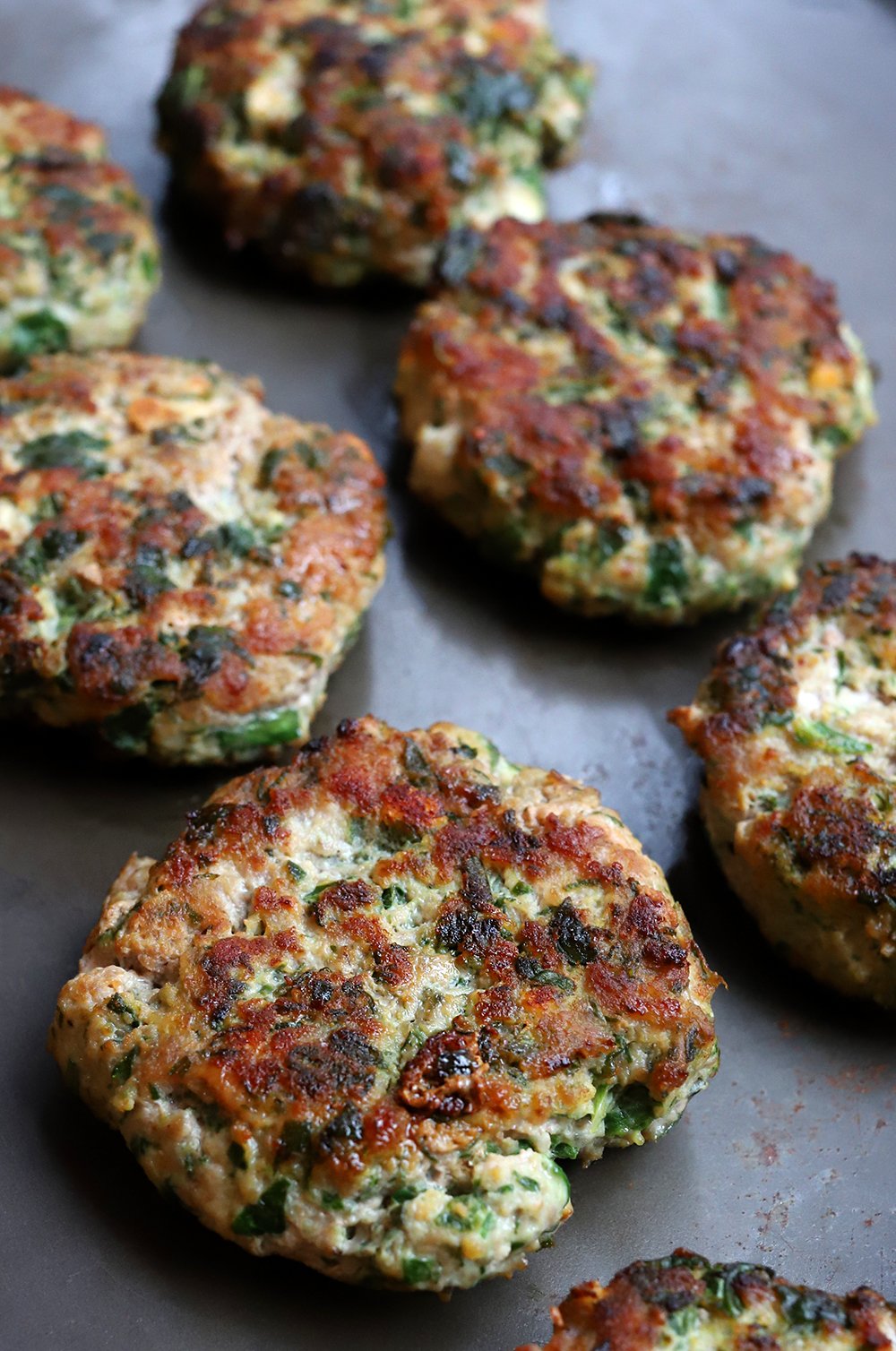 Spinach and Goat Cheese Mini Turkey Burger Patties