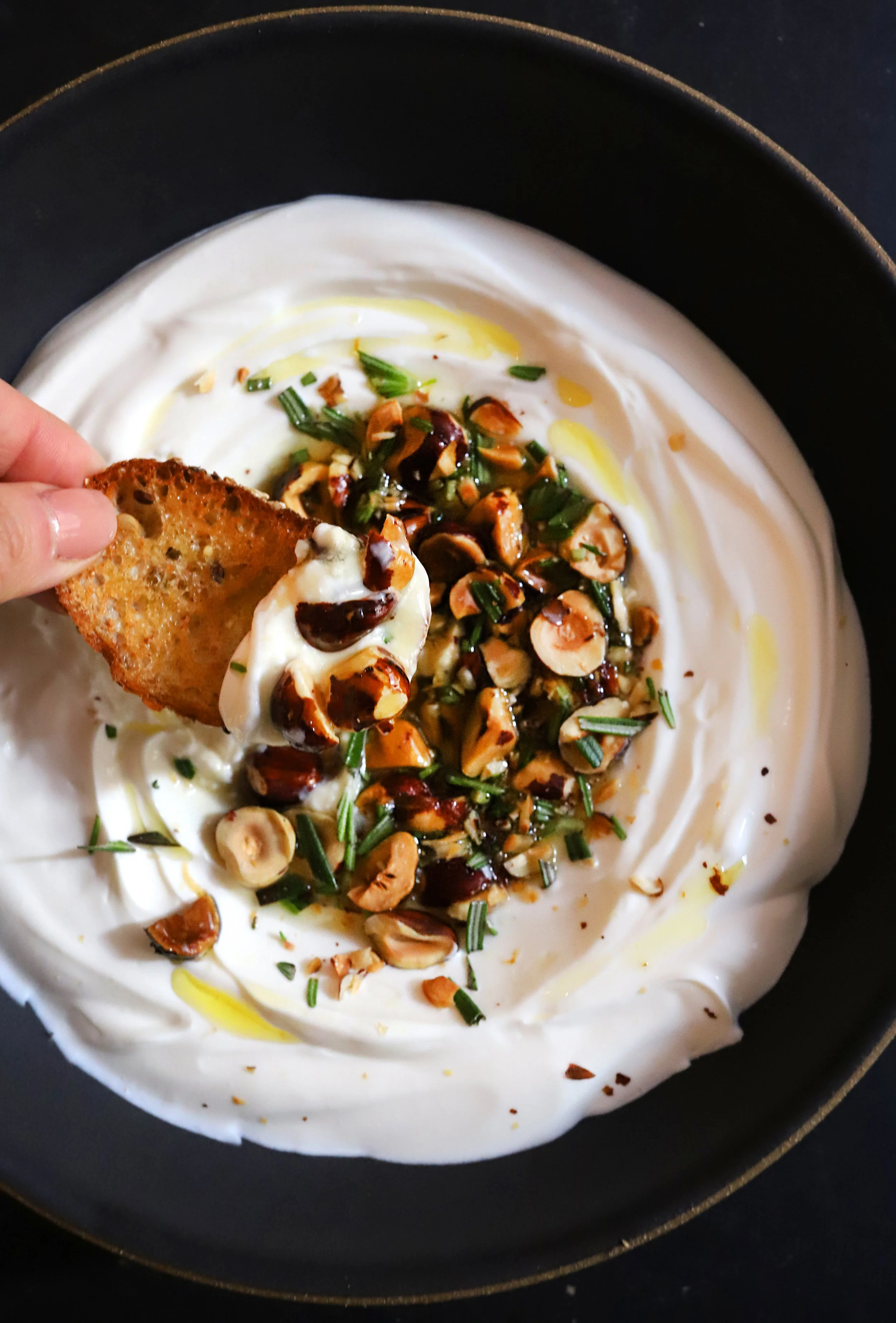 WHIPPED RICOTTA DIP WITH HAZELNUTS, HONEY &amp; ROSEMARY