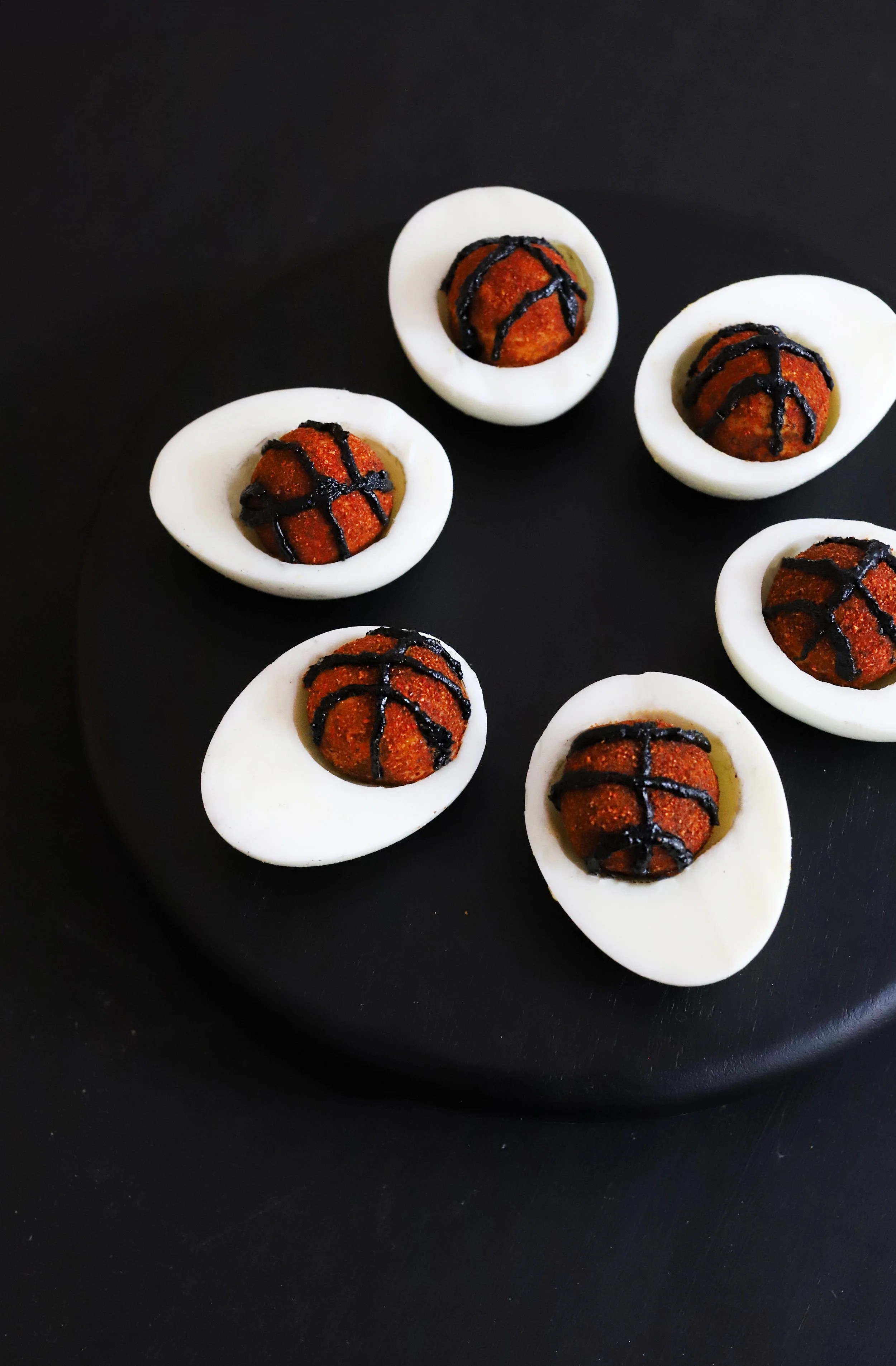 High Protein Basketball-Shaped Deviled Eggs