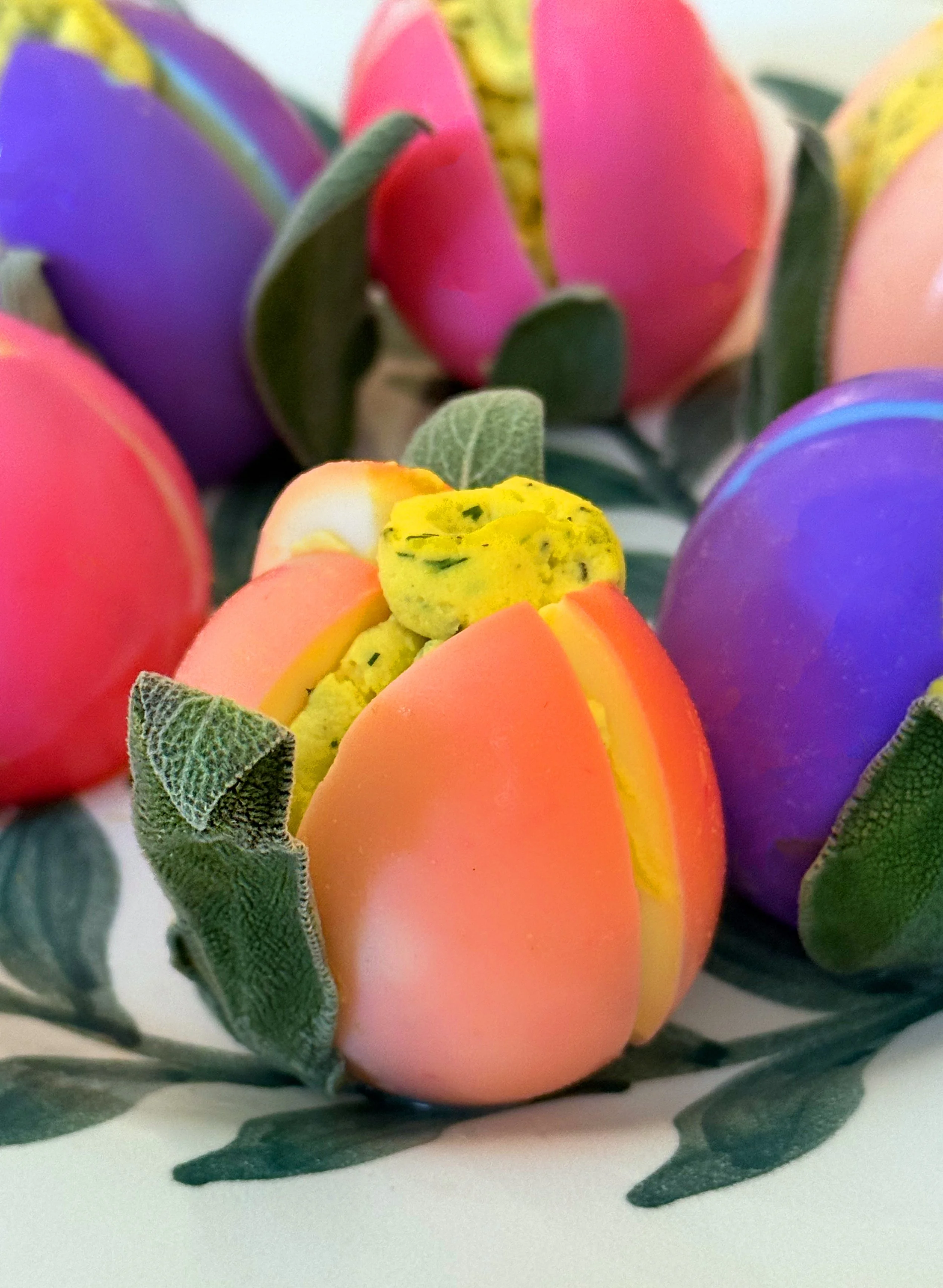 SPRING TULIP DEVILED EGGS WITH LEMON & SAGE