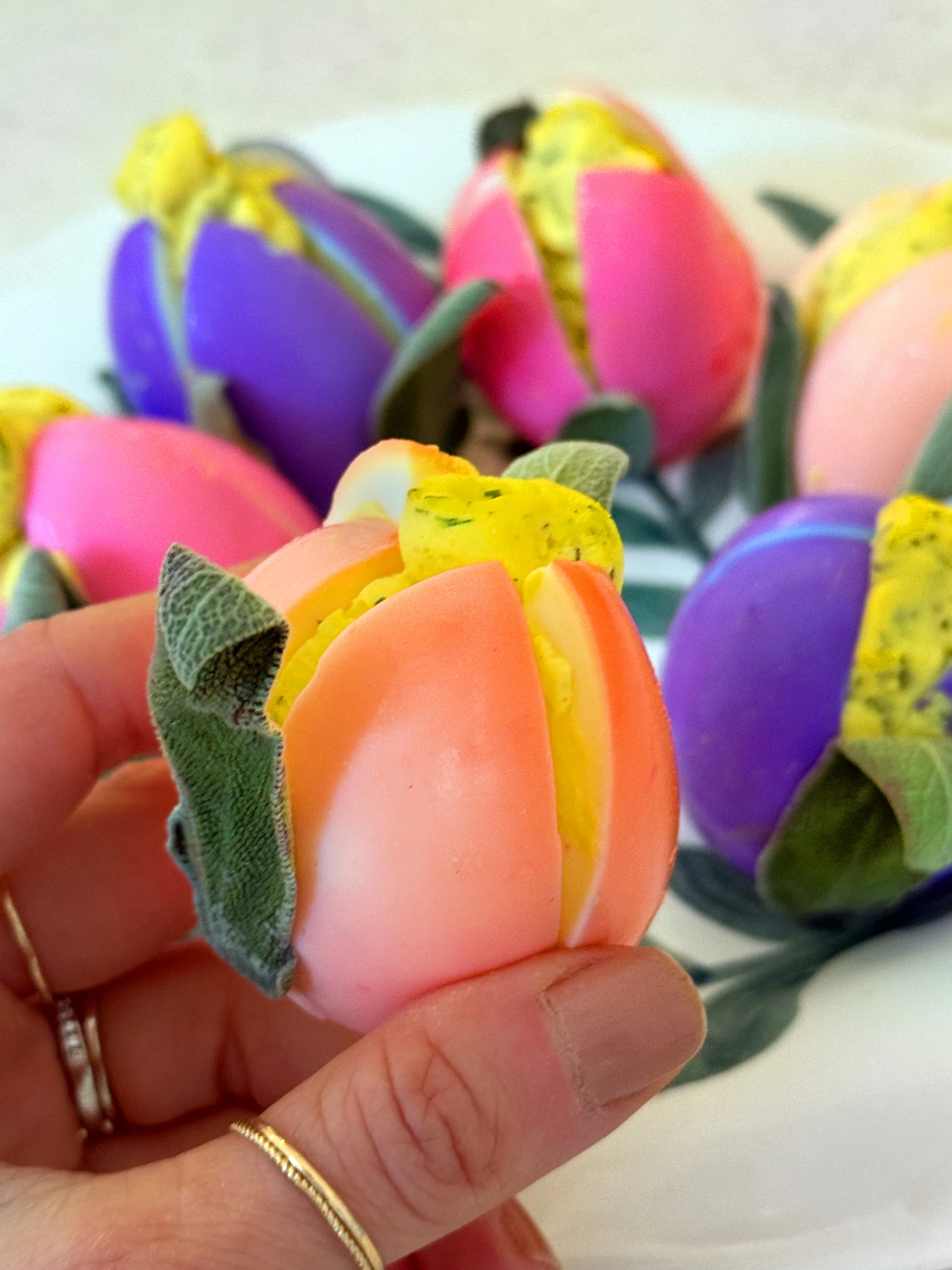 SPRING TULIP DEVILED EGGS WITH LEMON &amp; SAGE