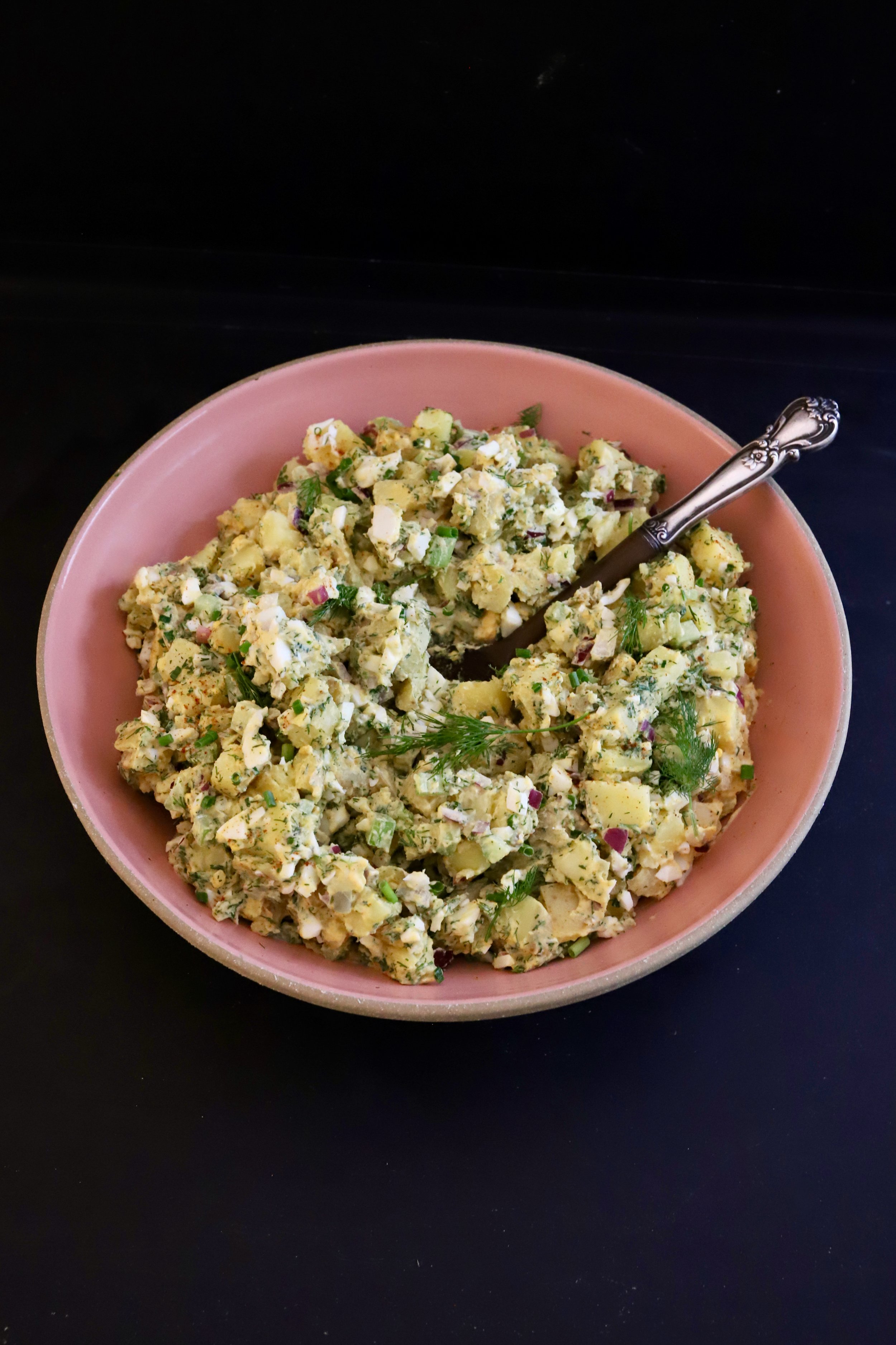 DEVILED EGG POTATO SALAD WITH FRESH DILL &amp; CHIVES