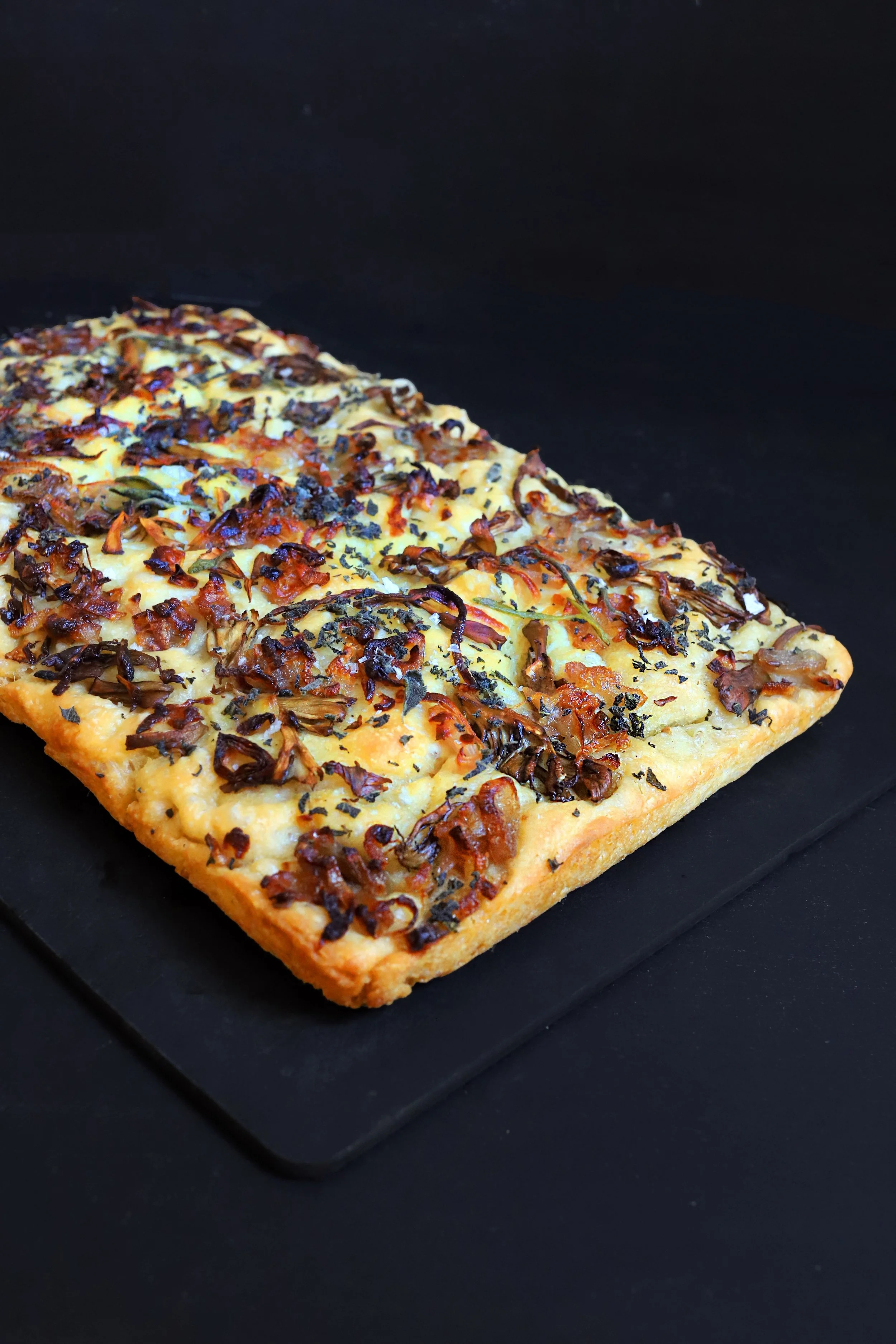 MAITAKE, CARAMELIZED SHALLOT &amp; SAGE FOCACCIA
