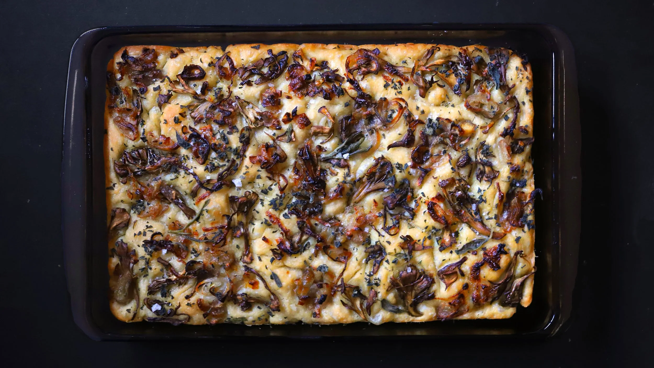 MAITAKE, CARAMELIZED SHALLOT & SAGE FOCACCIA