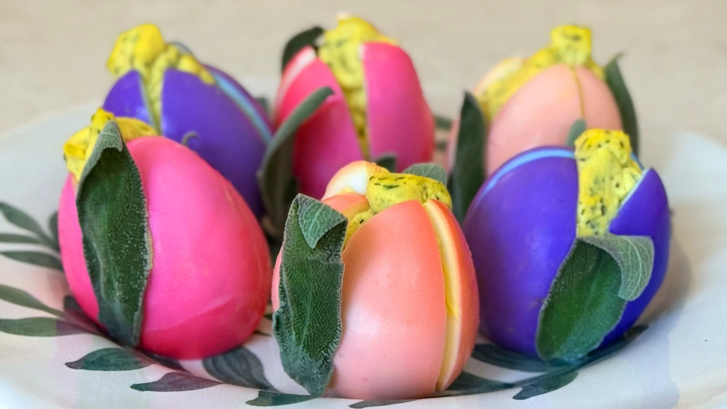SPRING TULIP DEVILED EGGS WITH LEMON &amp; SAGE