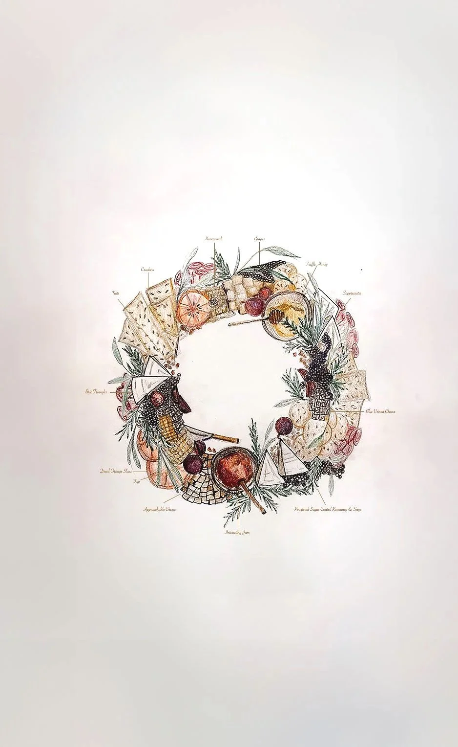 Wreath Cheese Board Sketch