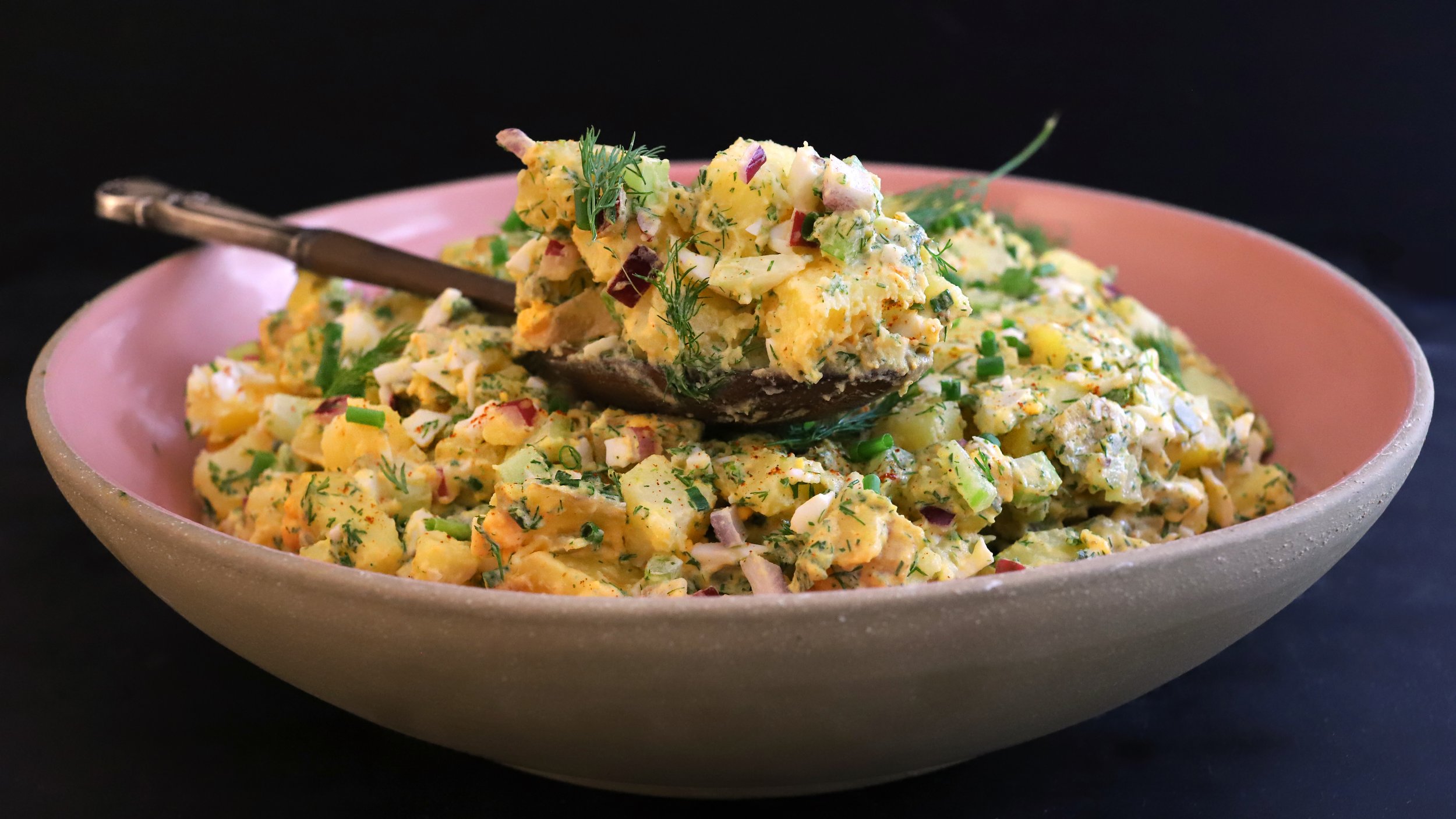DEVILED EGG POTATO SALAD WITH FRESH DILL & CHIVES