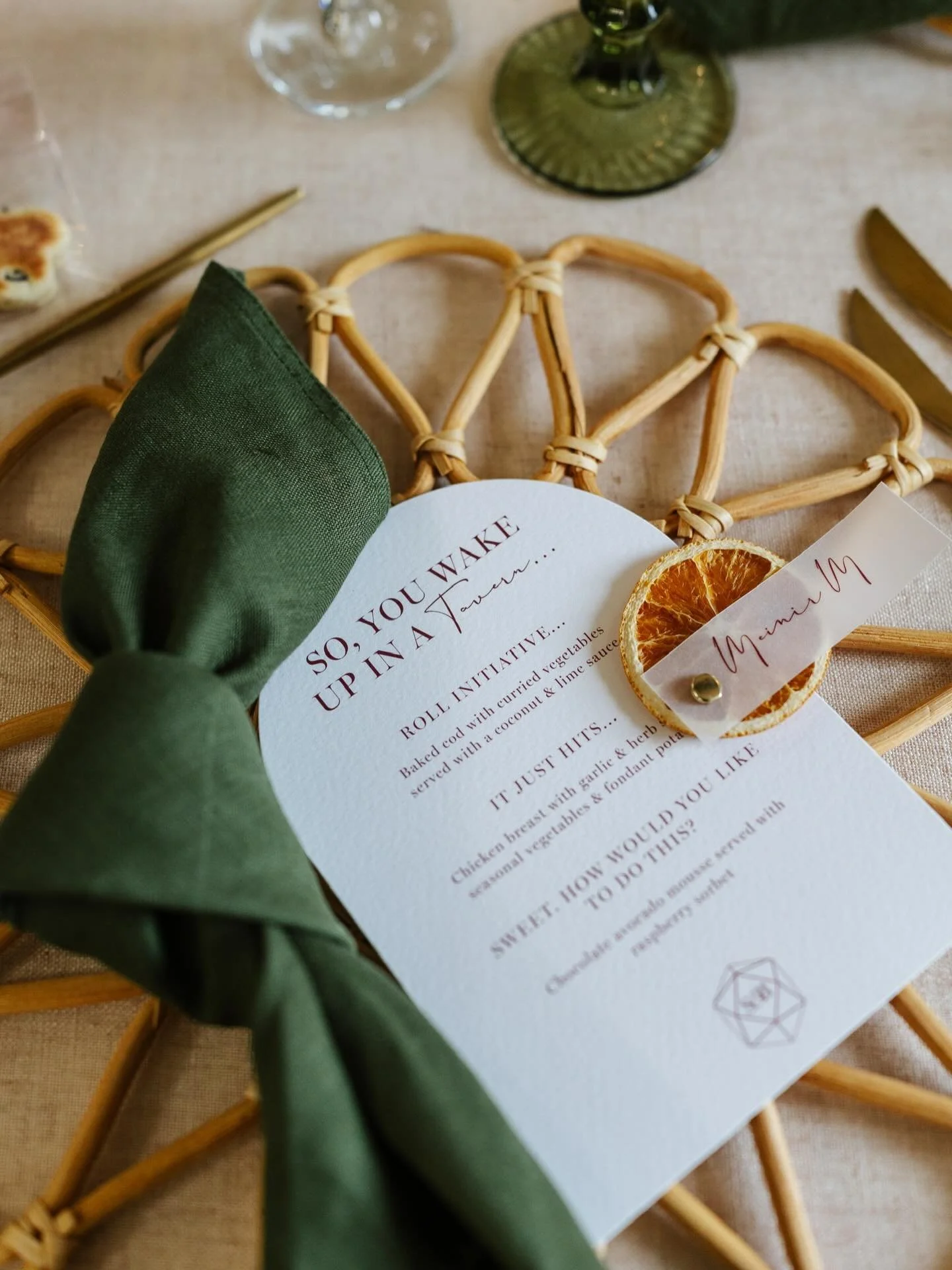 The beauty of bespoke stationery is that every word can be uniquely yours.

Sioned &amp; Ben&rsquo;s designs were subtly shaped by their love of Dungeons &amp; Dragons. Every line of wording thoughtfully reimagined to reflect their personalities, whi