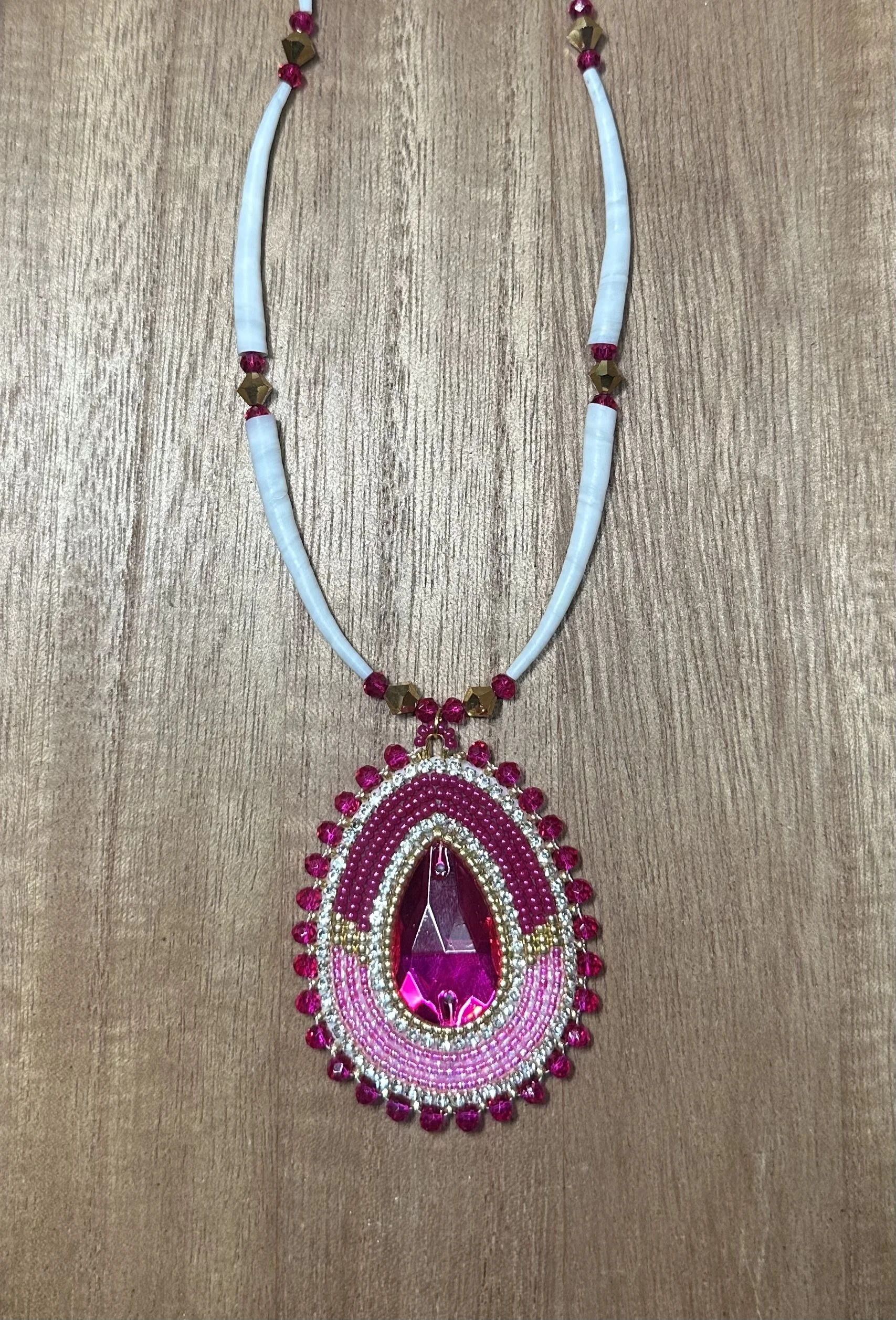Pink Dentalium Necklace.