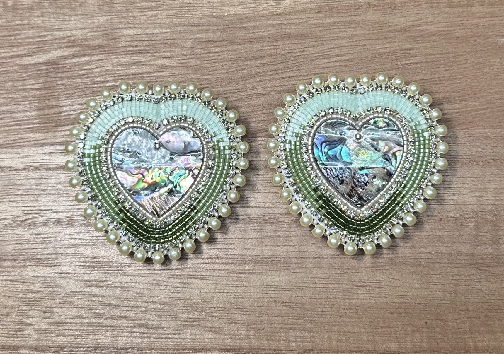 Green Abalone Hearts.
