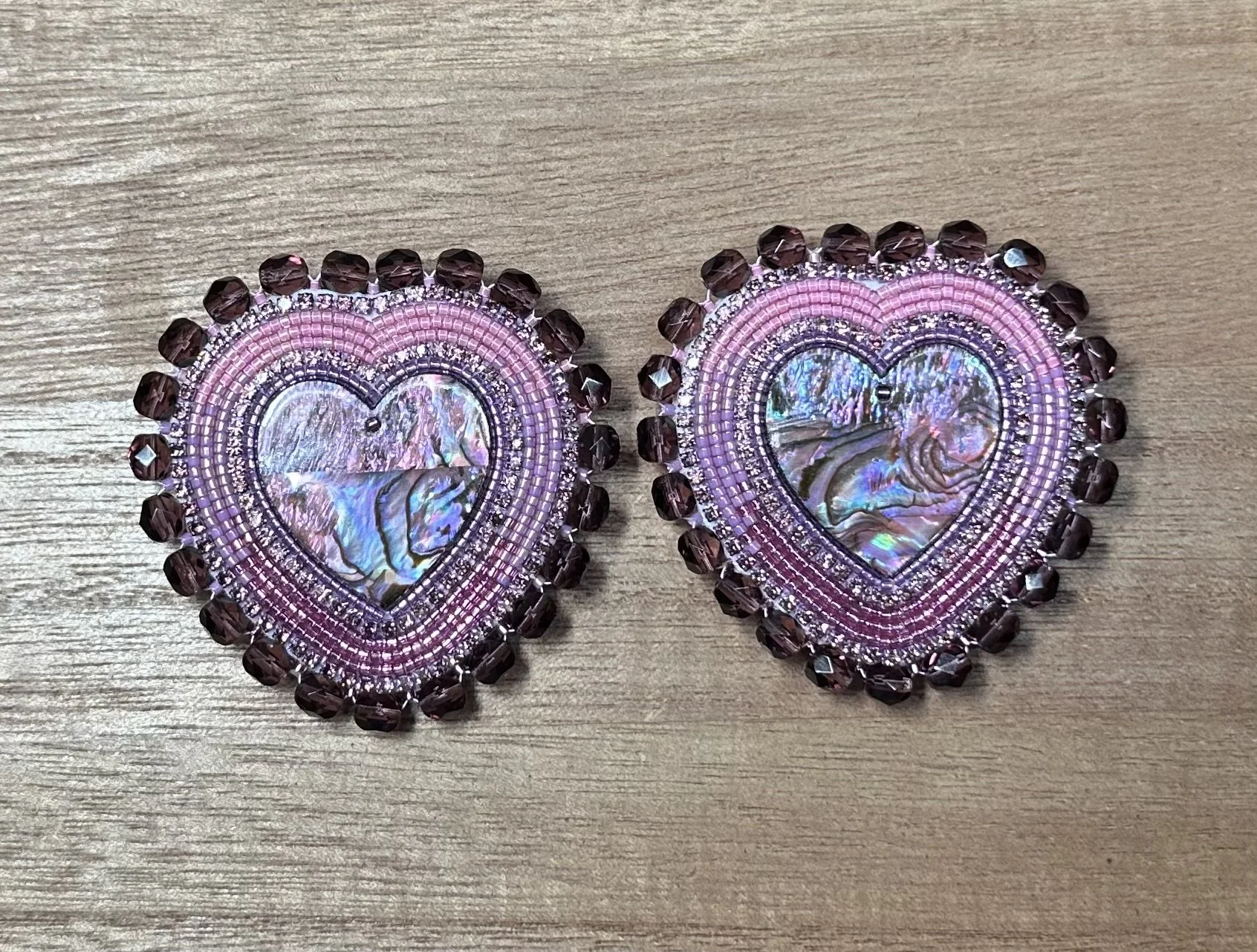Pink Abalone Hearts.