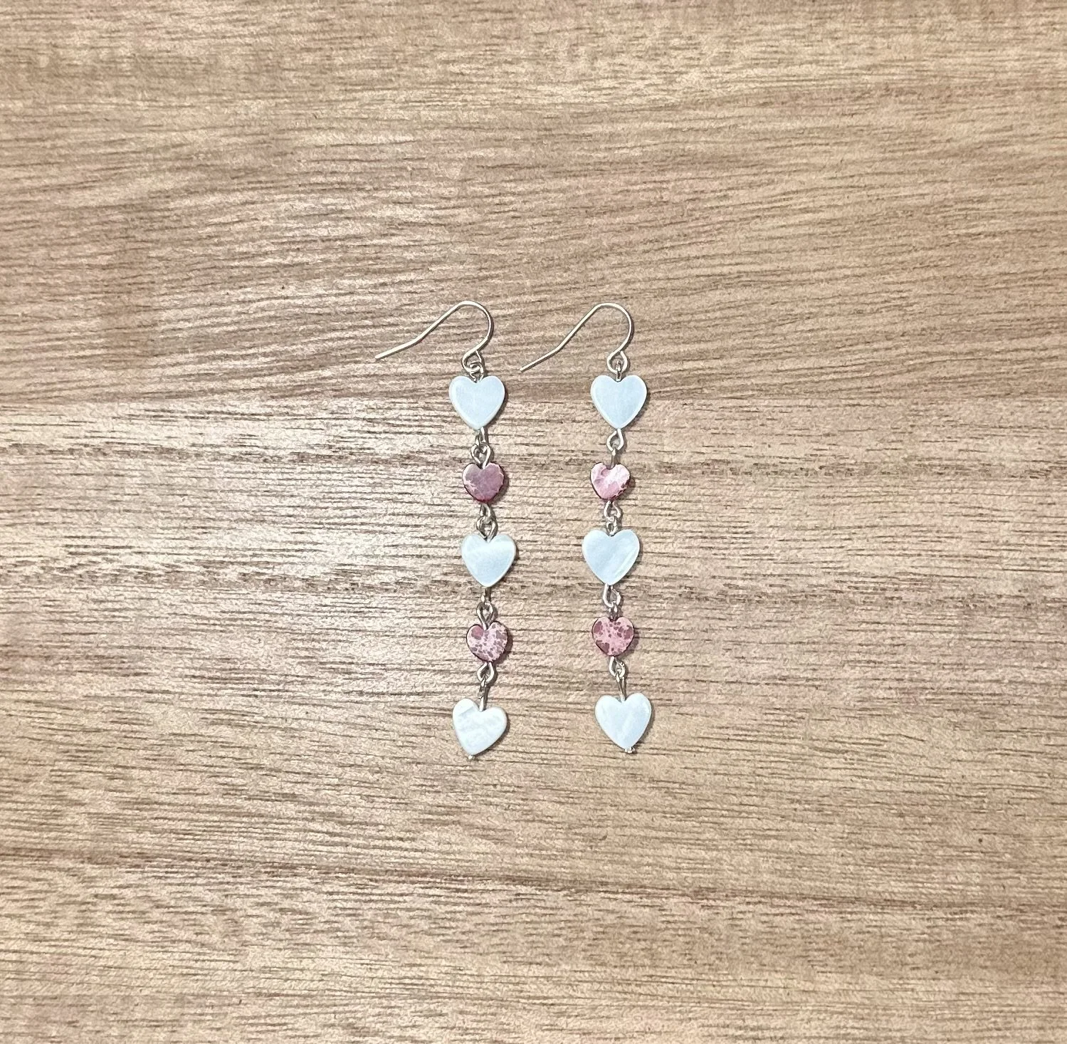 Mother Of Pearl Heart Dangles.