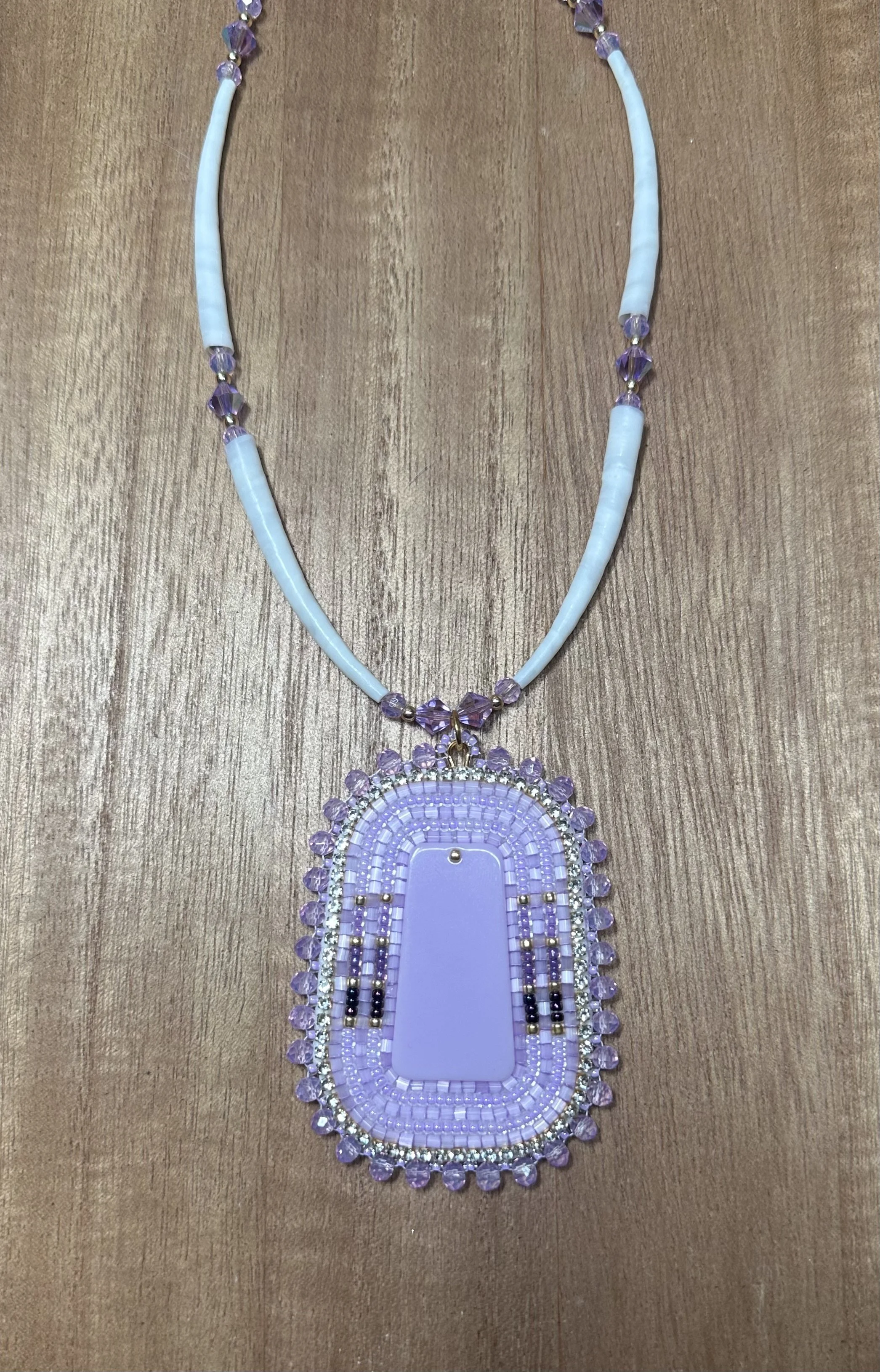 Lilac Dentalium Necklace.