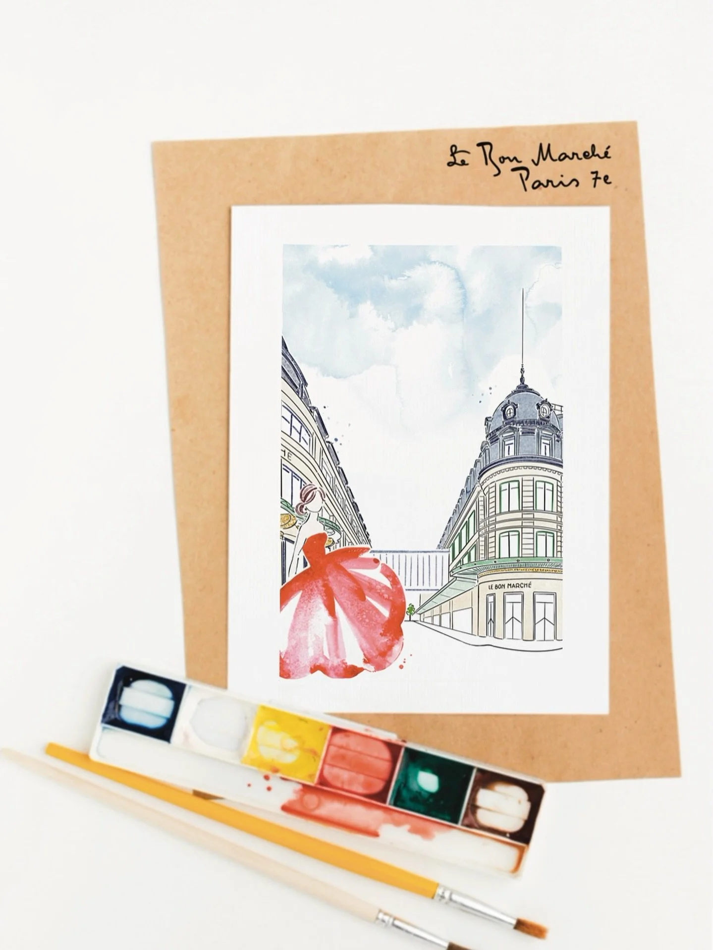 🌸 Le Bon March&eacute; 🌸
.
#lebonmarch&eacute;rivegauche #lebonmarche #parisillustration #fashionillustration #aquarellefrance