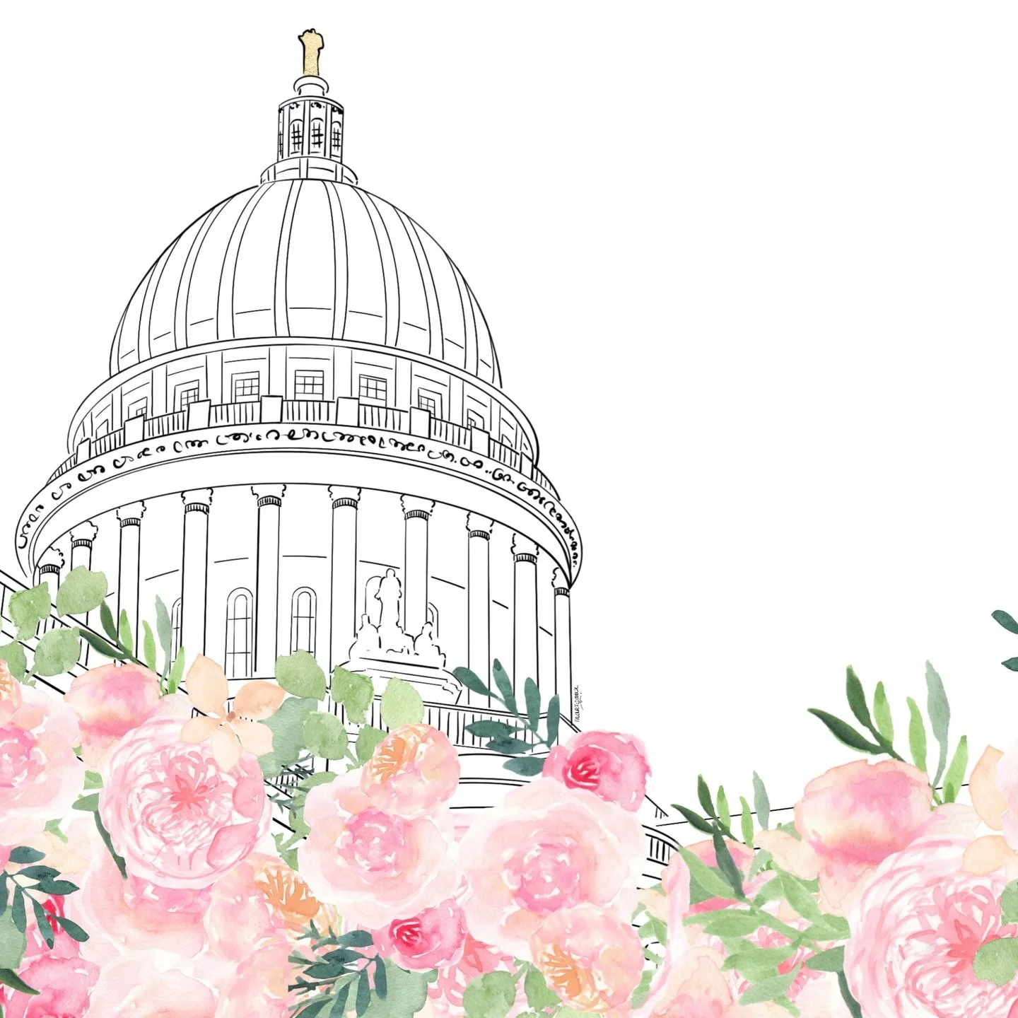 🌸 St Paul&rsquo;s Cathedral, London 🌸
.
#stpaulscathedral #londonillustration #londonpainting #fleursaquarelle #watercolourflowers