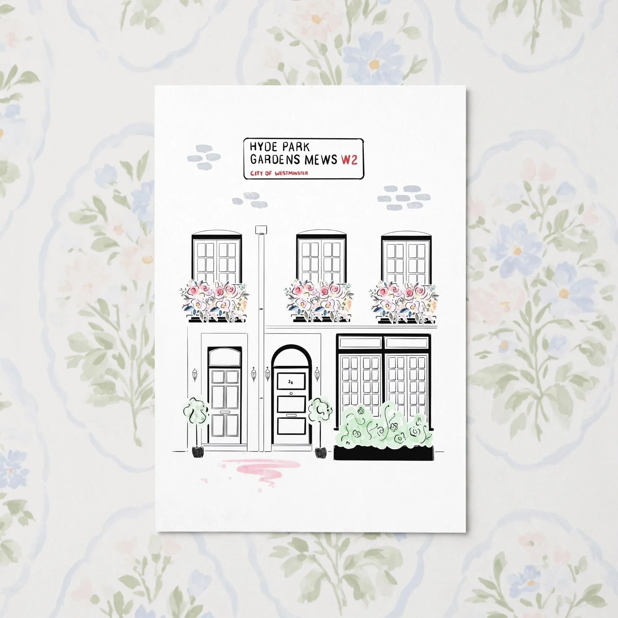 An illustration of Hyde Park Gardens Mews in London