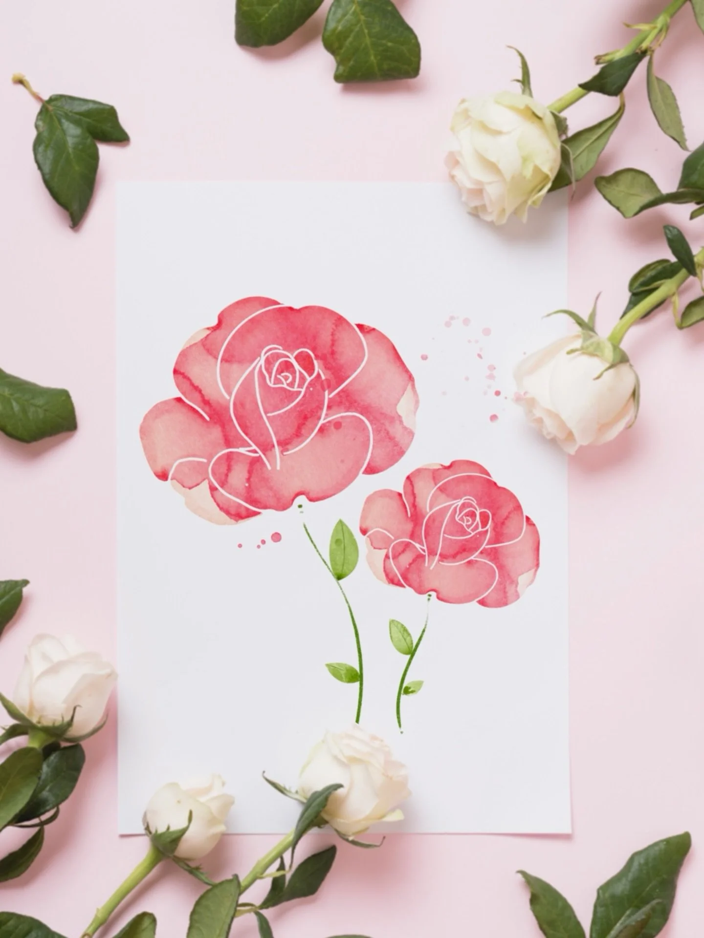 Two roses, painted in soft watercolour washes #paintingroses #fleursaquarelle #watercolorrose #roseillustration #rosesart