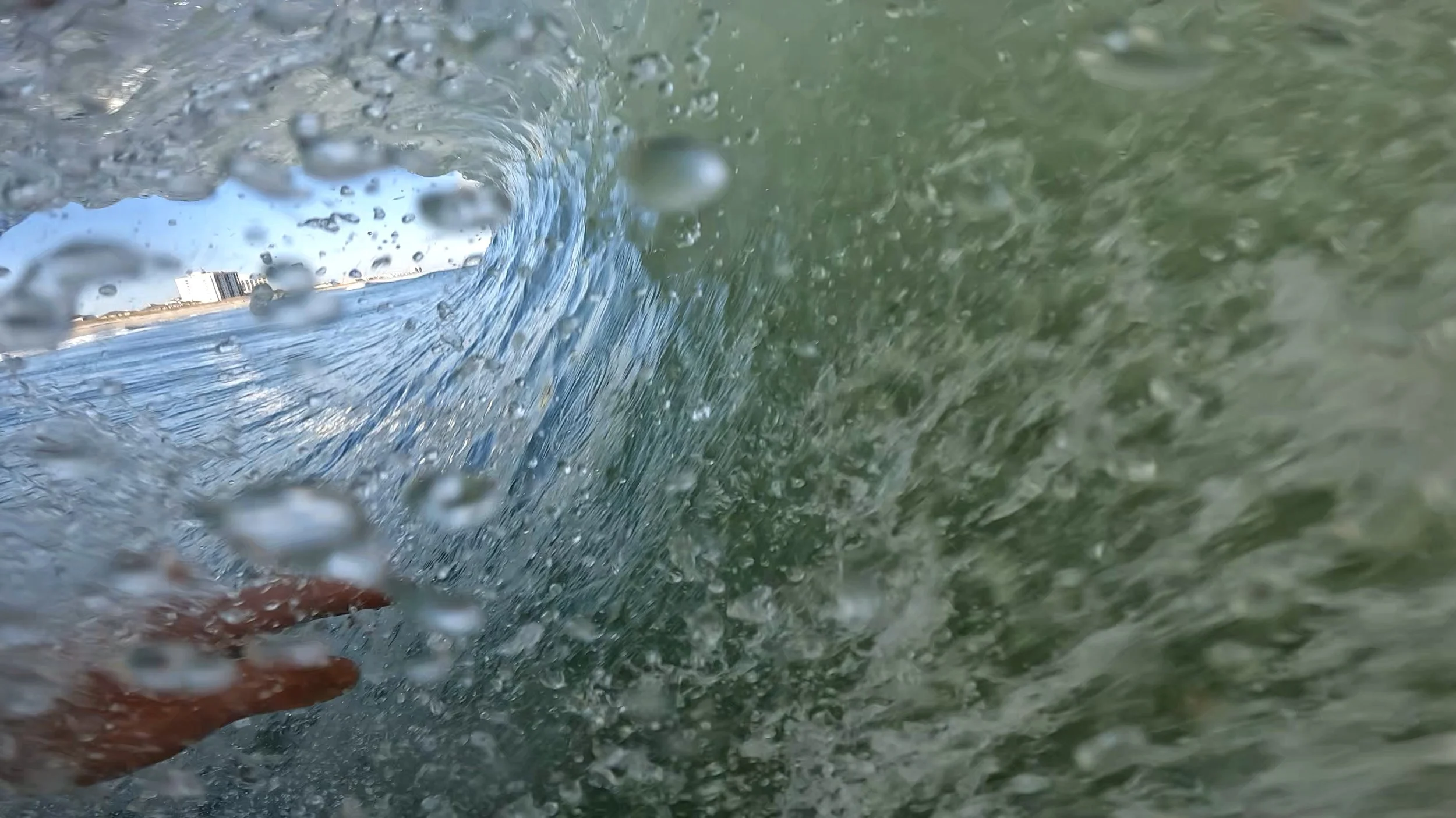 The inside of a barrel from North Carolina swell.