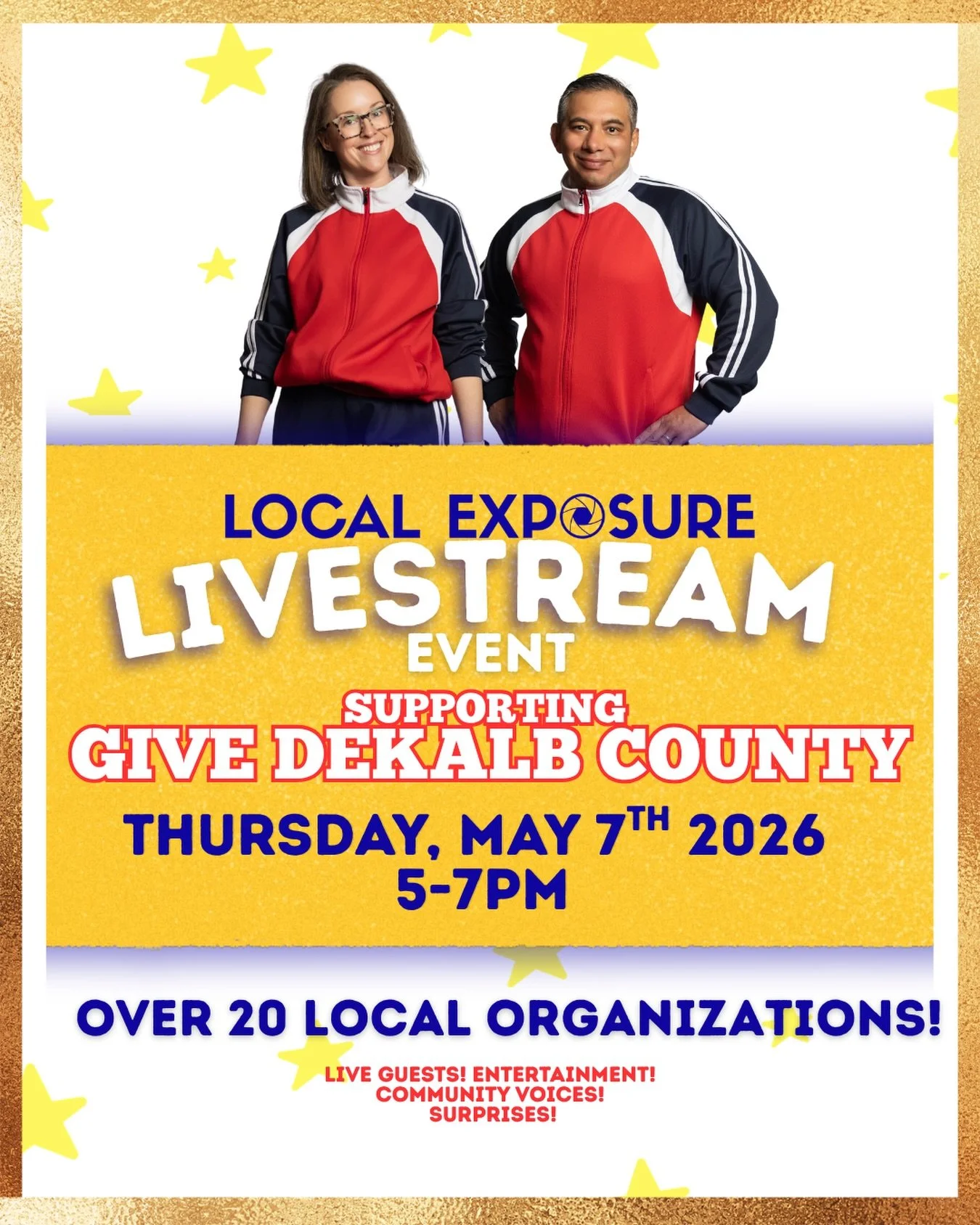 We&rsquo;re going LIVE to support Give DeKalb County 🎥 Live stream telethon-style 🎶 Live music 😂 Funny moments 🤝 Real stories. Big day of giving! 
📅 May 7 ⏰ 5&ndash;7 PM 📍 Streaming live
Show up. Give local. Be part of it.
#LocalExposure815 #Gi