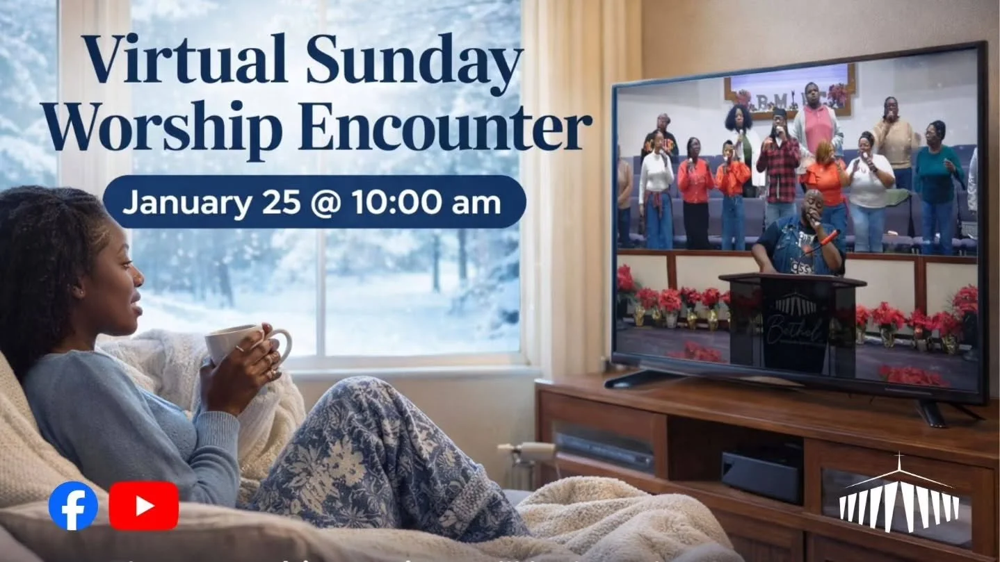 Bethel Family! ❄️💙

Because of the winter weather, we&rsquo;re bringing church to the house this Sunday! Grab your coffee, cozy up, and join us for Virtual Sunday Worship on Sunday, January 25 at 10:00 a.m.

We&rsquo;ll be worshiping together live o