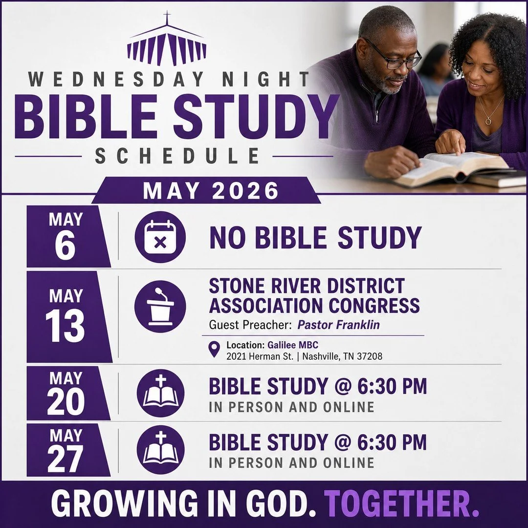 This Wednesday, we&rsquo;re on the move!

Join us at the Stone River District Association Congress
📍 Galilee MBC (Nashville)

Come support as Pastor Franklin serves as Guest Preacher. Let&rsquo;s show up strong! 🙌🏽

◀️SWIPE LEFT ◀️