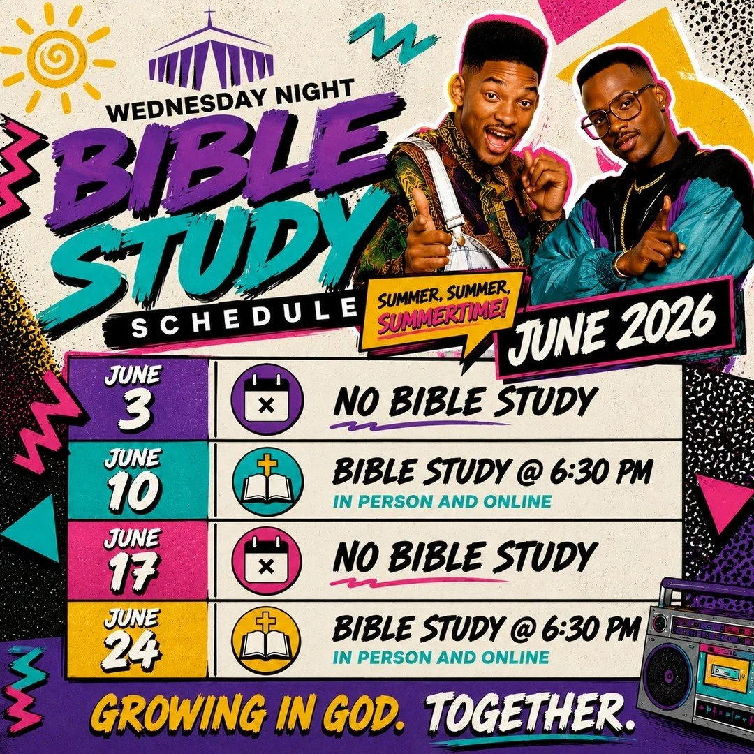 🎶 Summer, summer, summertime... time to sit back... and make room for the Word. ☀️📖

As we kick off the summer, check out our June Wednesday Night Bible Study schedule.

Join us:
☀️ June 10 &ndash; Bible Study @ 6:30 PM
☀️ June 24 &ndash; Bible Stu