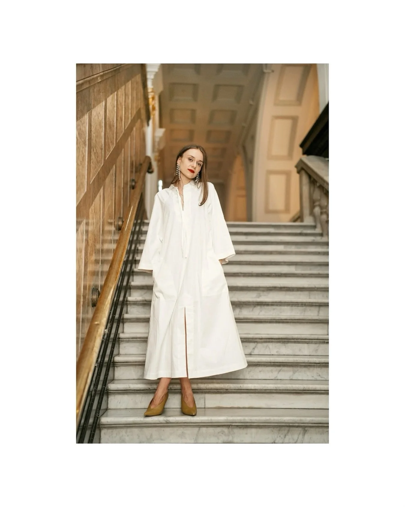 Shop the sale online now www.margueritemaryagatha.com White cotton poplin Day Dress available in SM and ML and half price ‼️