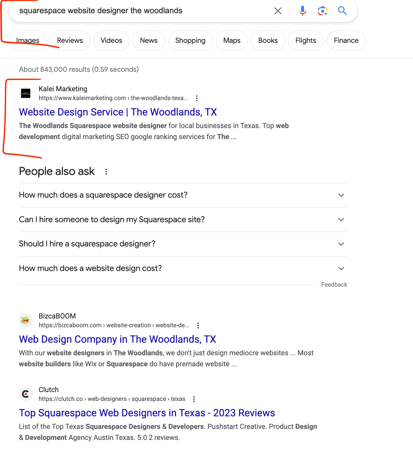 squarespace website designer the woodlands google ranking kalei marketing.png