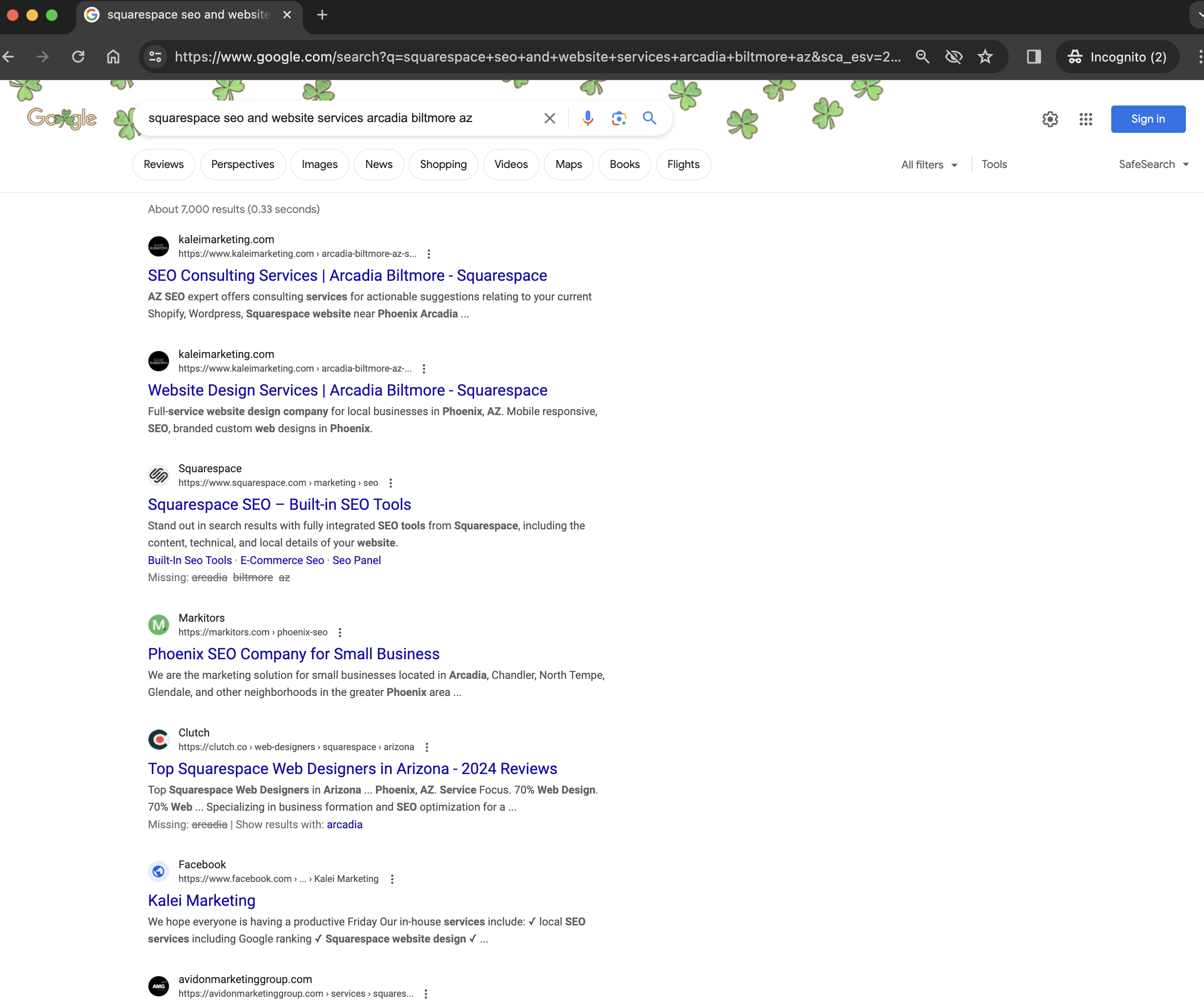 squarespace seo and website services arcadia biltmore az, Google SEO Results, Kalei Marketing.png