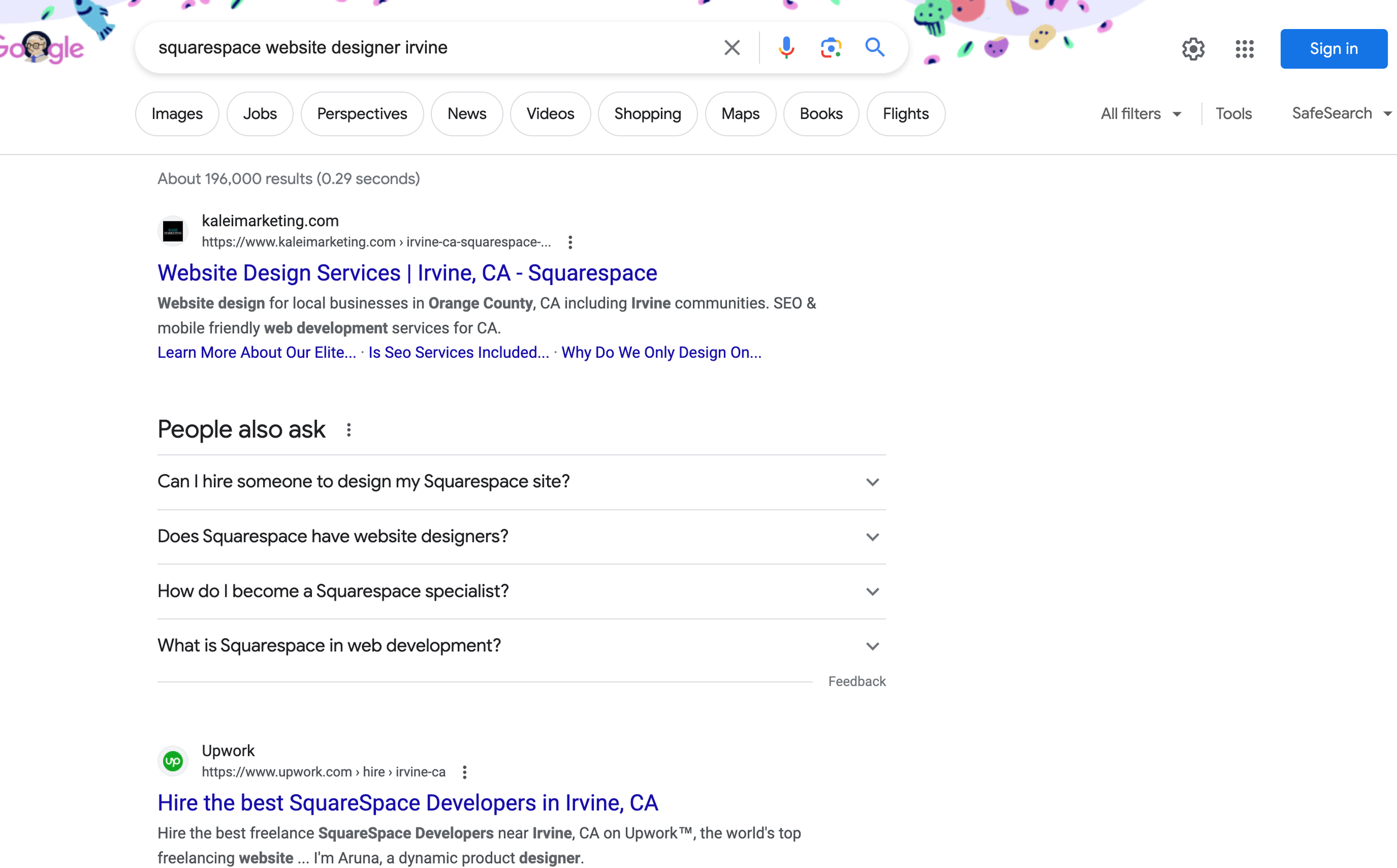 Irvine, CA Squarespace Website Designer Google Search Results, Kalei Marketing 2.2024.png