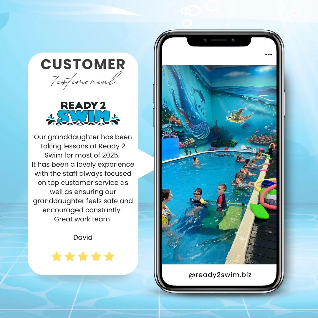 🌟 Testimonial Spotlight 🌟

"ensuring our granddaughter feels safe and encouraged constantly" 💦
Thank you for the kind words David! 💙 

📢 Ready to see your child thrive in the water? Join the Ready 2 Swim family today and experience the