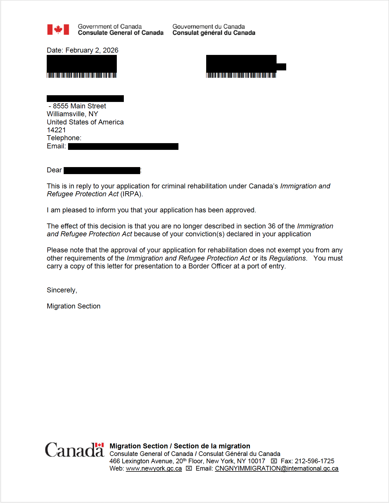 Application for Criminal Rehabilitation - Driving While Impaired Conviction - Approved